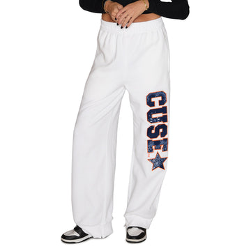 Syracuse Bandana Flare White Sweatpants