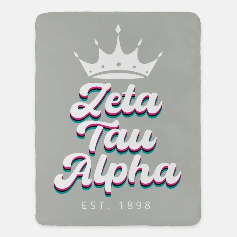 Zeta Tau Alpha Sherpa Blanket - Retro XL 60"x80"