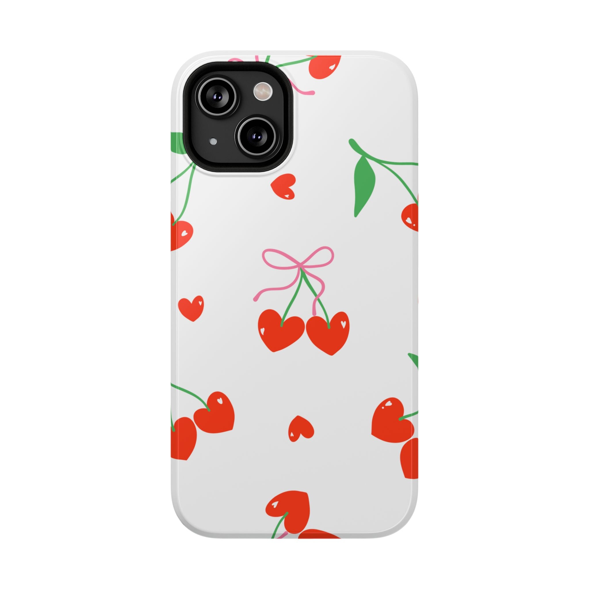 Customizable: Cherry Heart Impact-Resistant Phone Case