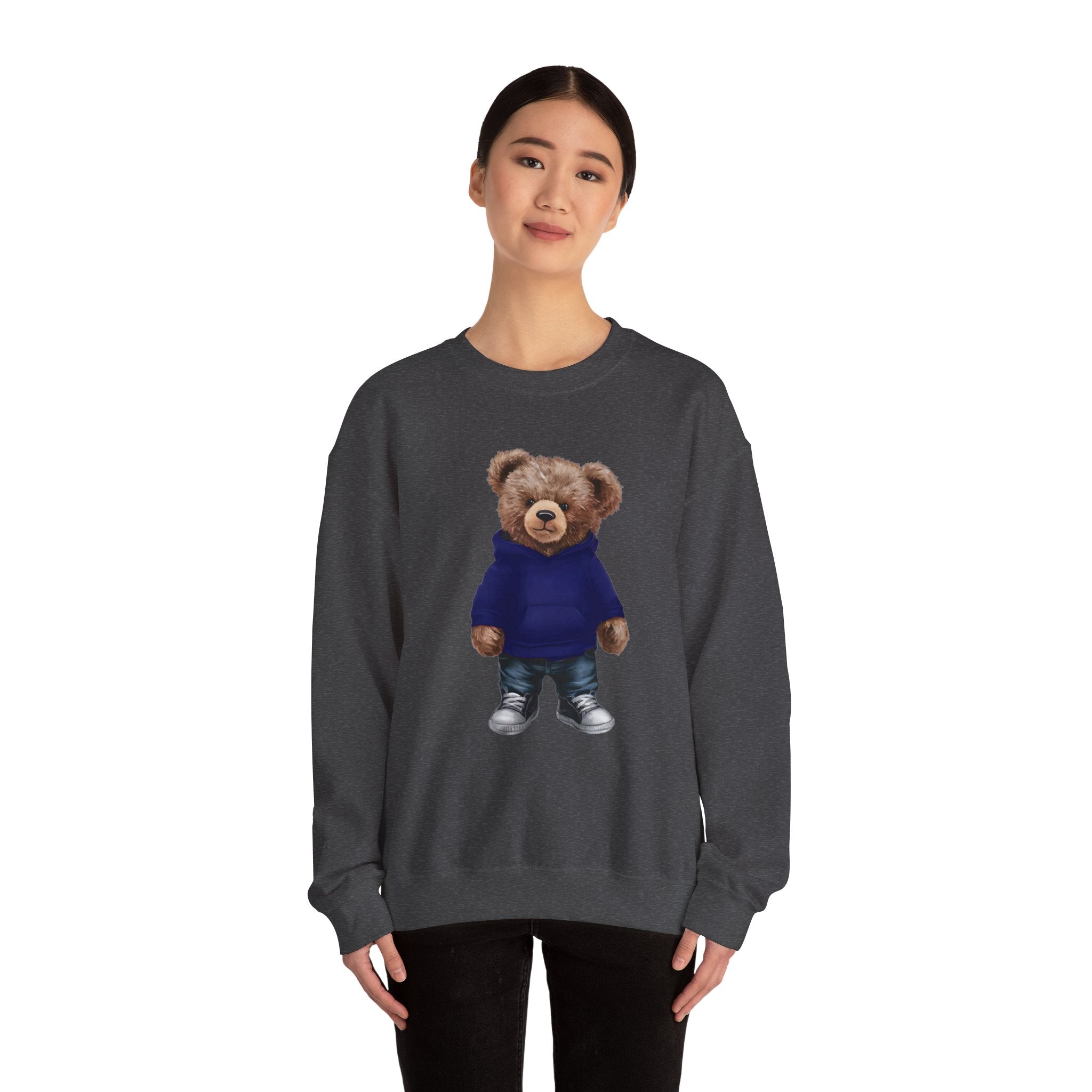 CUSTOMIZABLE Bear with Blue Hoodie Crewneck Sweatshirt | Perfect for Casual Days, Gift for Bear Lovers, Comfy Layer, Unisex Fashion, Cute Wardrobe Staple