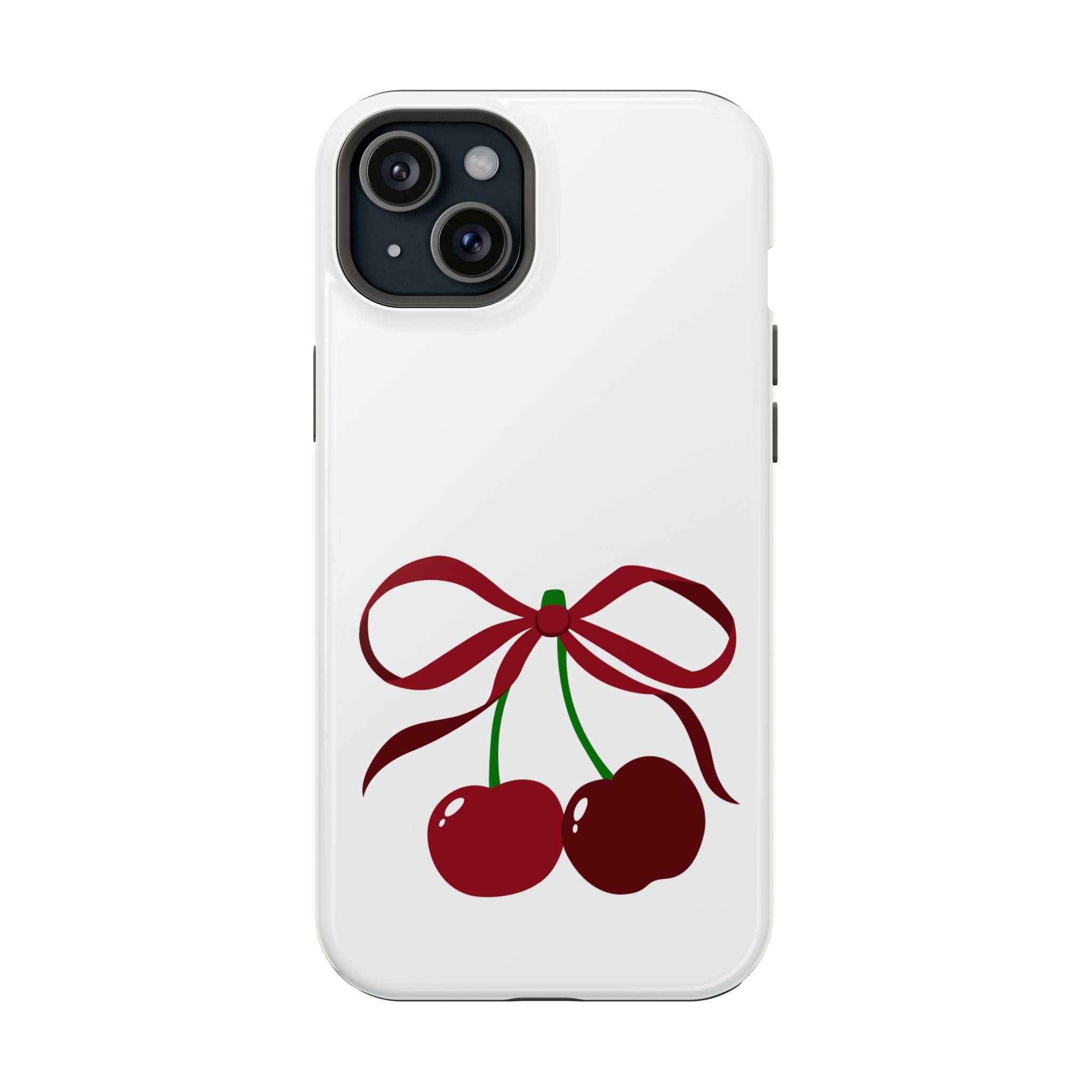 Customizable: Cherry Bow Impact-Resistant Case for Smartphones | Cute Phone Cover | Gift for Her | Cherry Lover's Accessory | Durable Phone Case