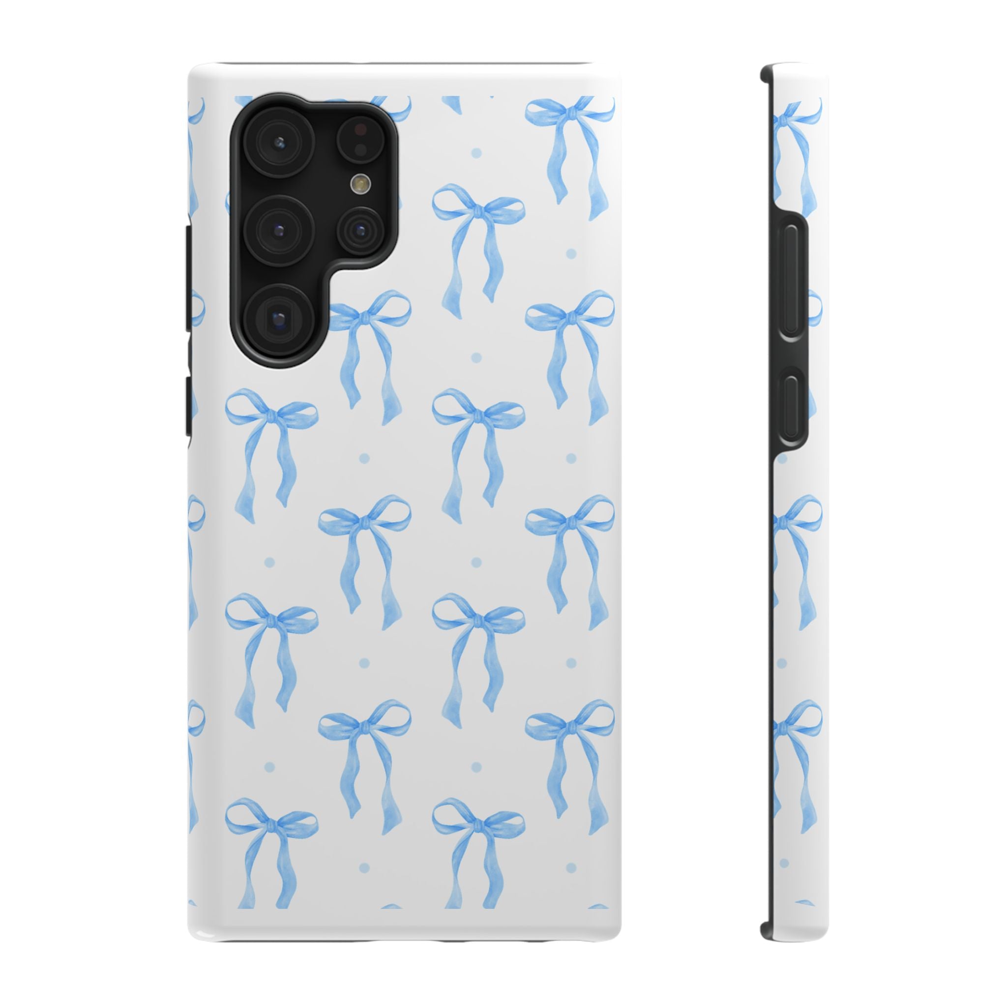Customizable: Chic Blue Coquette Bow Impact-Resistant Phone Case