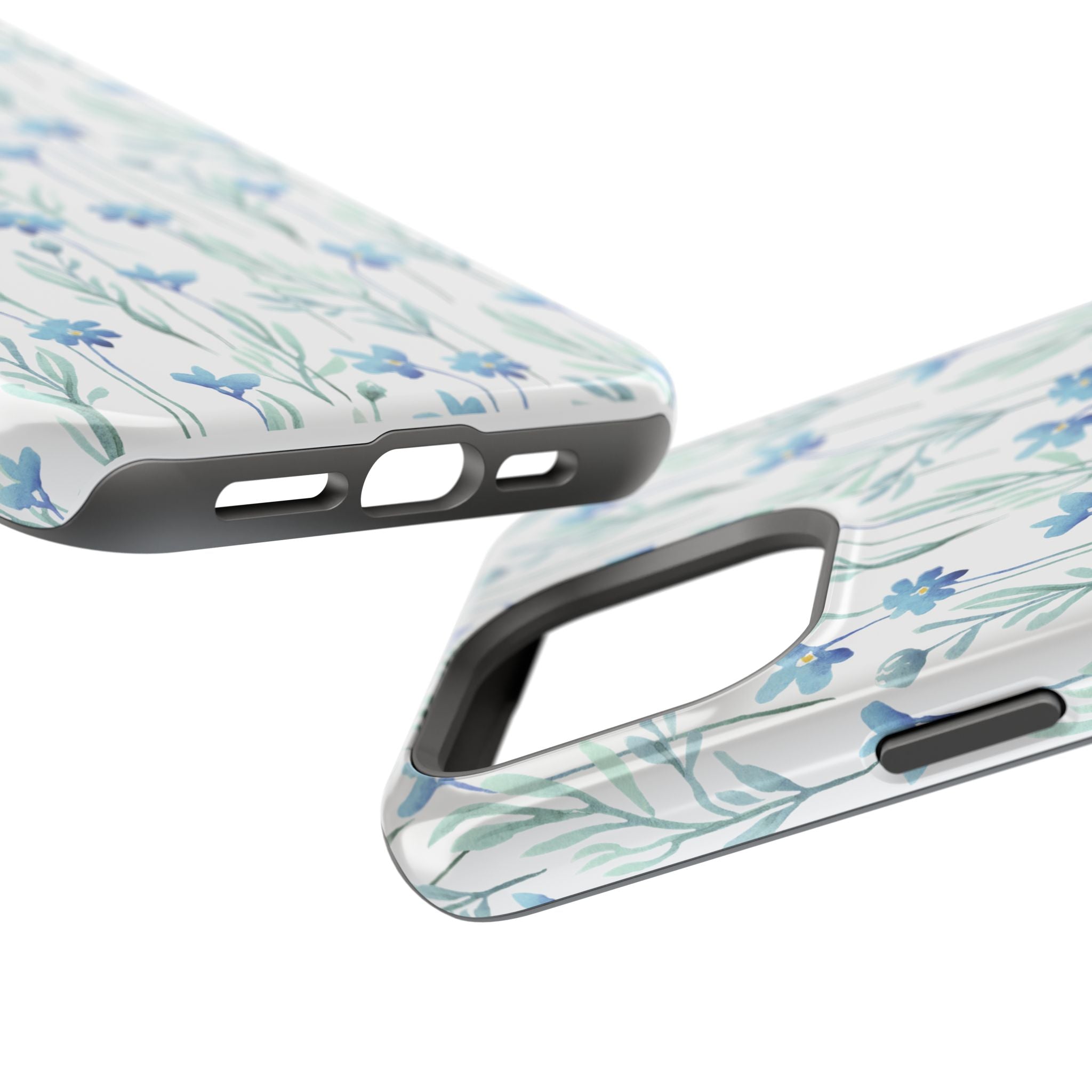 Customizable: Blue Floral Impact-Resistant Phone Case