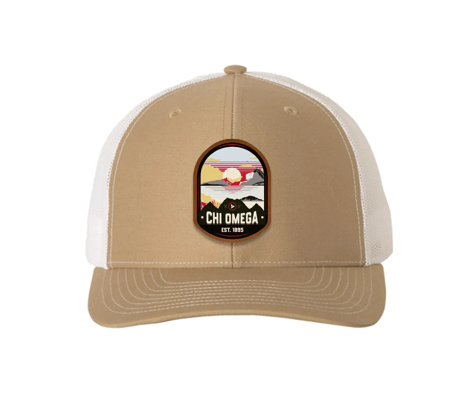 Chi Omega Richardson 112 UV Print Leatherette Patch Trucker Hat - Ventura