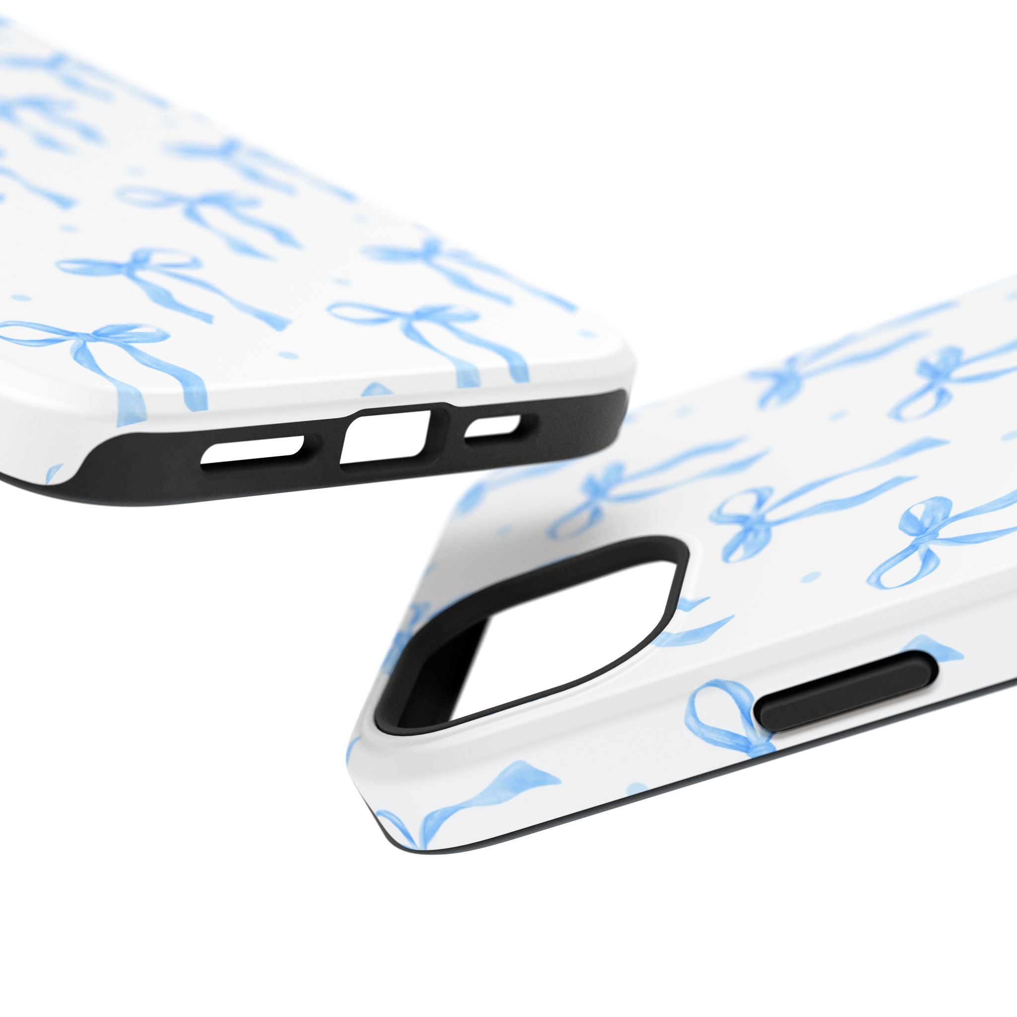 Customizable: Chic Blue Coquette Bow Impact-Resistant Phone Case