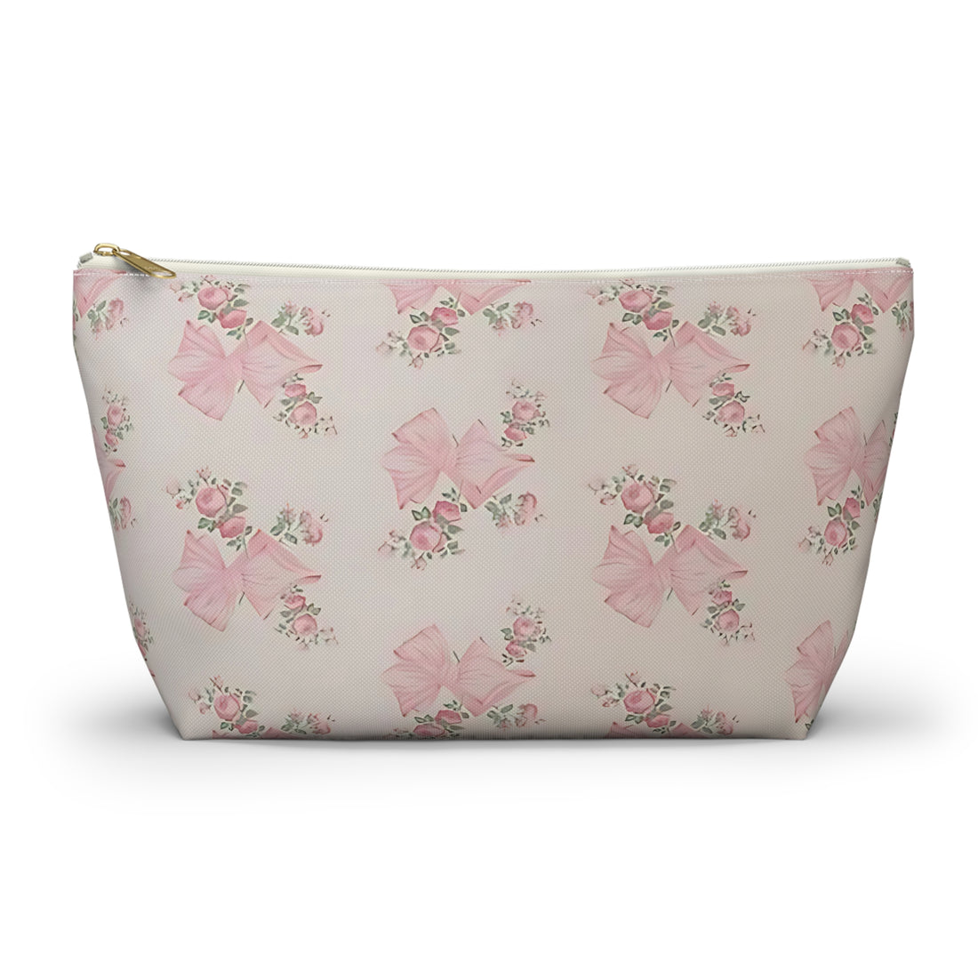 Floral Bow Accessory Pouch - Cute Makeup Bag, Gift Idea for Her, Wedding Favors, Travel Organizer, Floral Storage