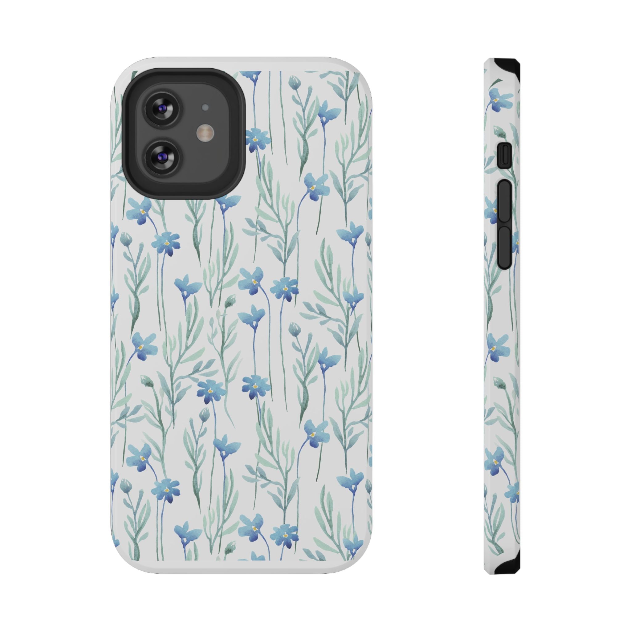 Customizable: Blue Floral Impact-Resistant Phone Case