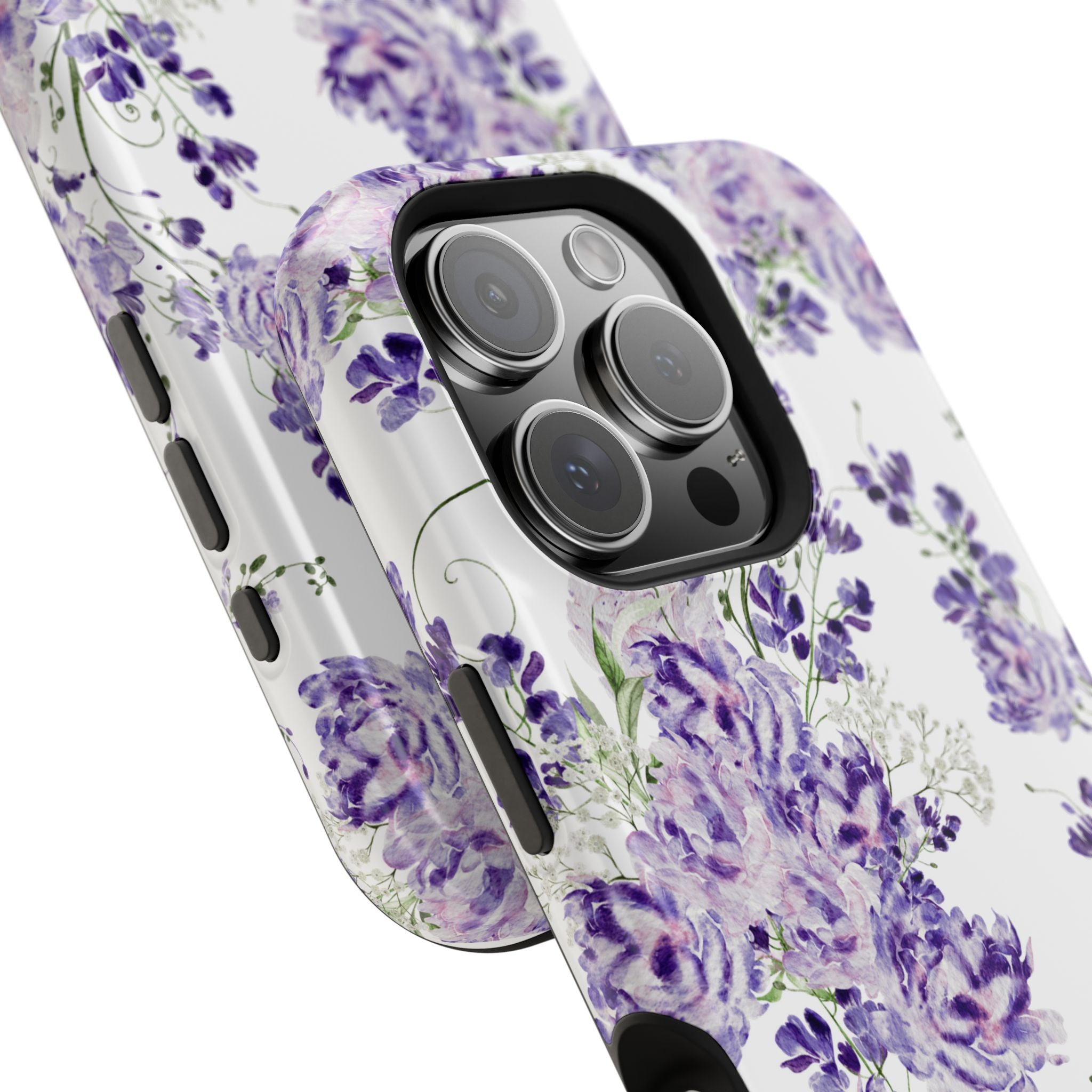 Customizable: Purple Floral Impact-Resistant Phone Case