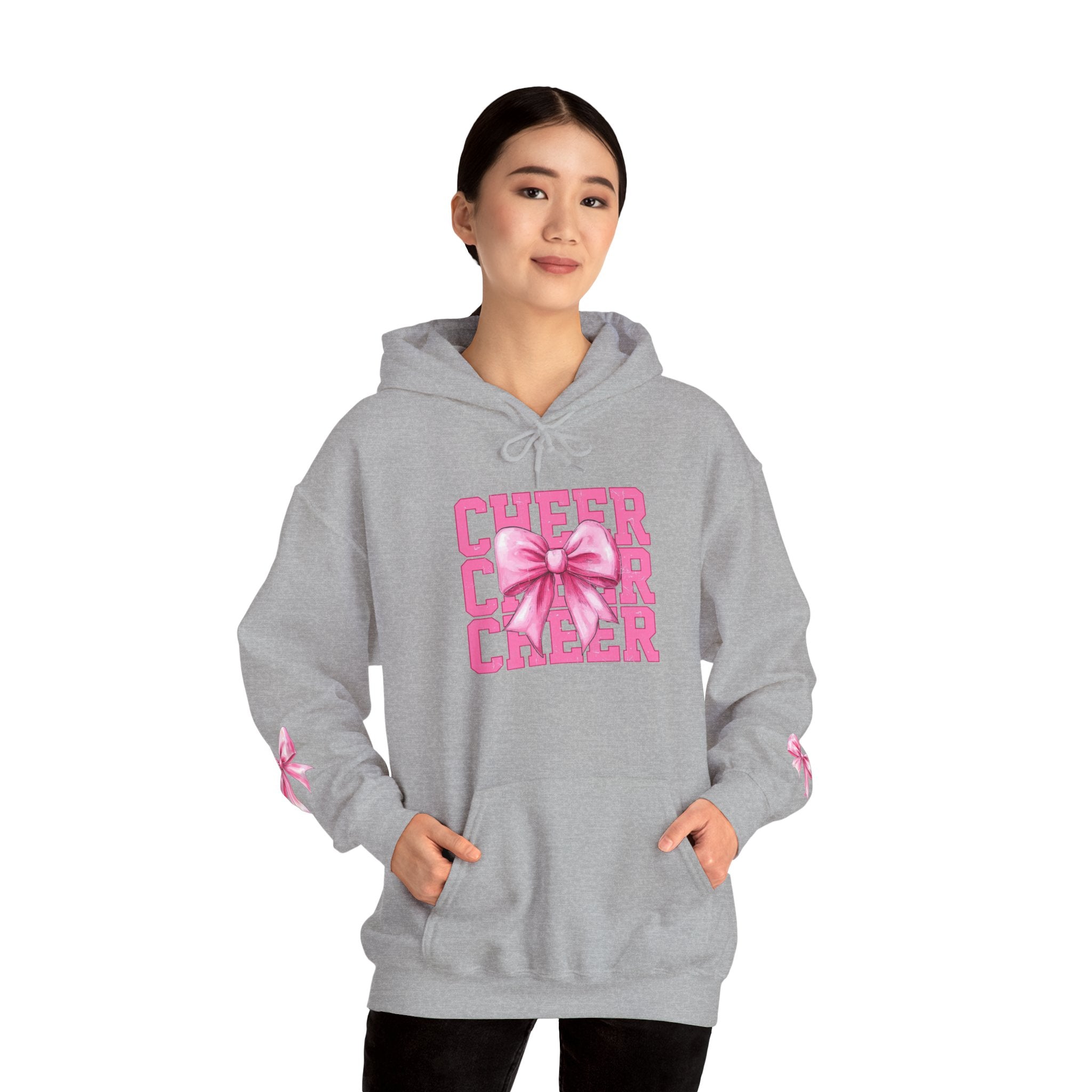 Cheerful Bow Hoodie - Perfect for Cheerleaders, Team Spirit, Dance, Everyday Wear, Gift for Coaches, Cheer Events