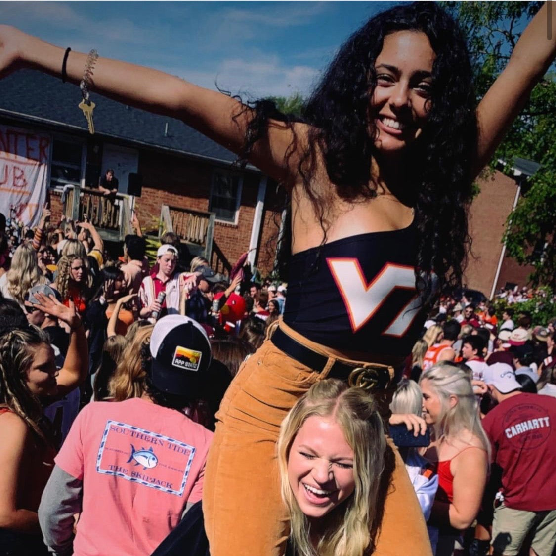 Virginia Tech Black One Shoulder Top
