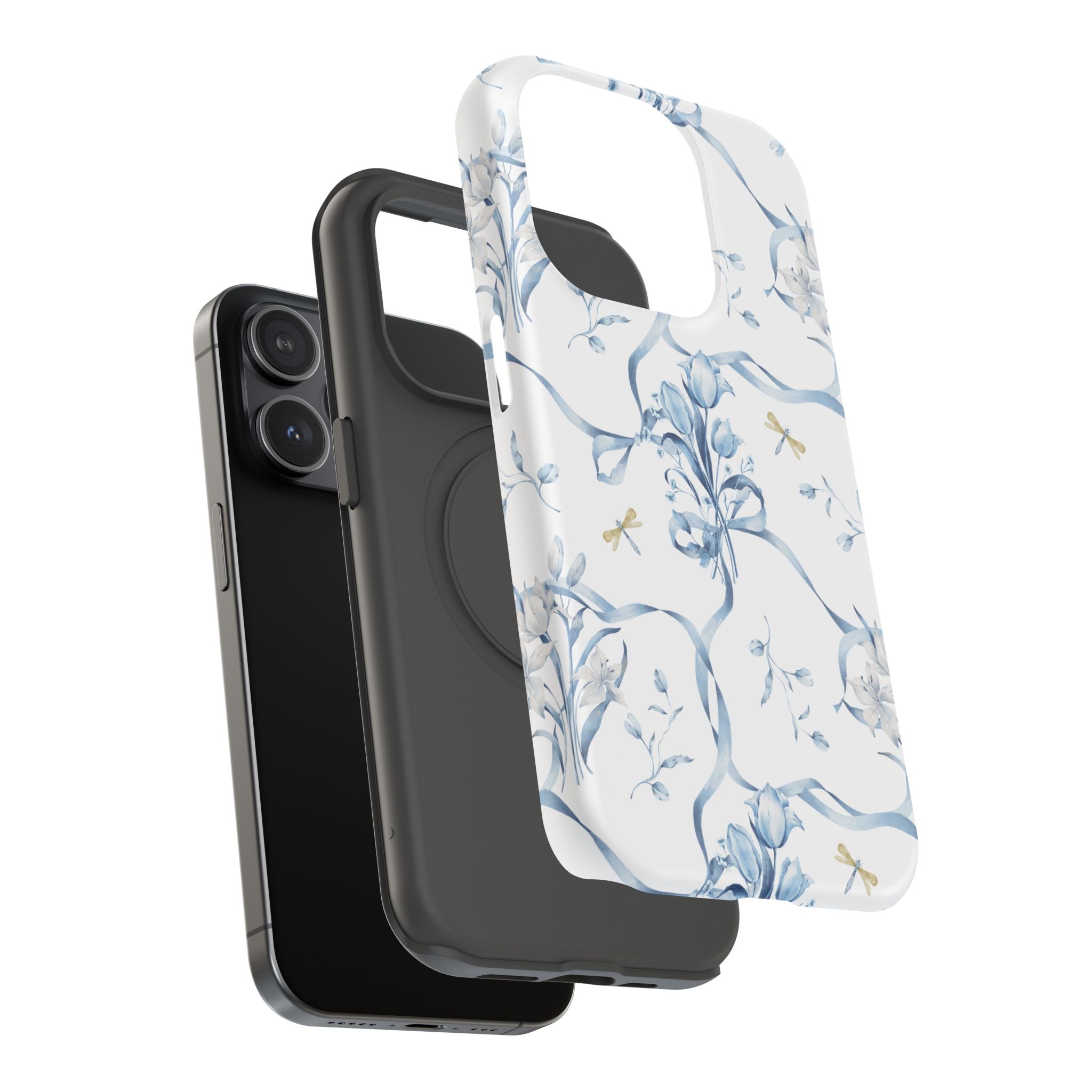Customizable: Blue Floral-Inspired Phone Case