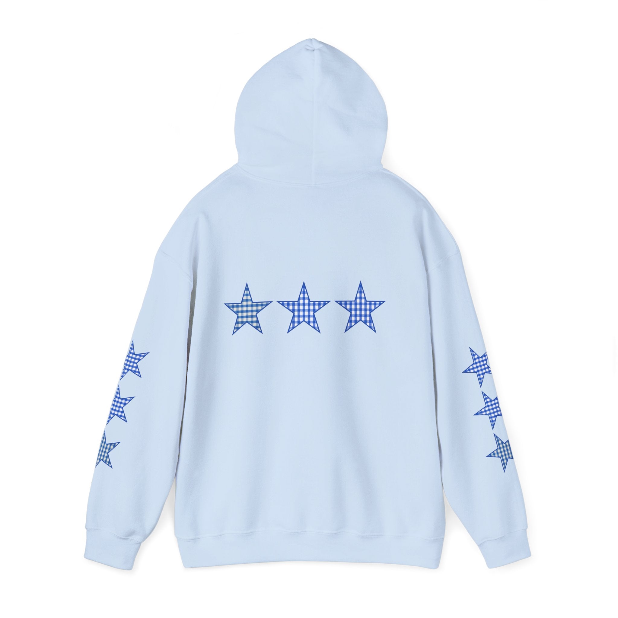 Customizable Tri-Star Blue Gingham Hoodie