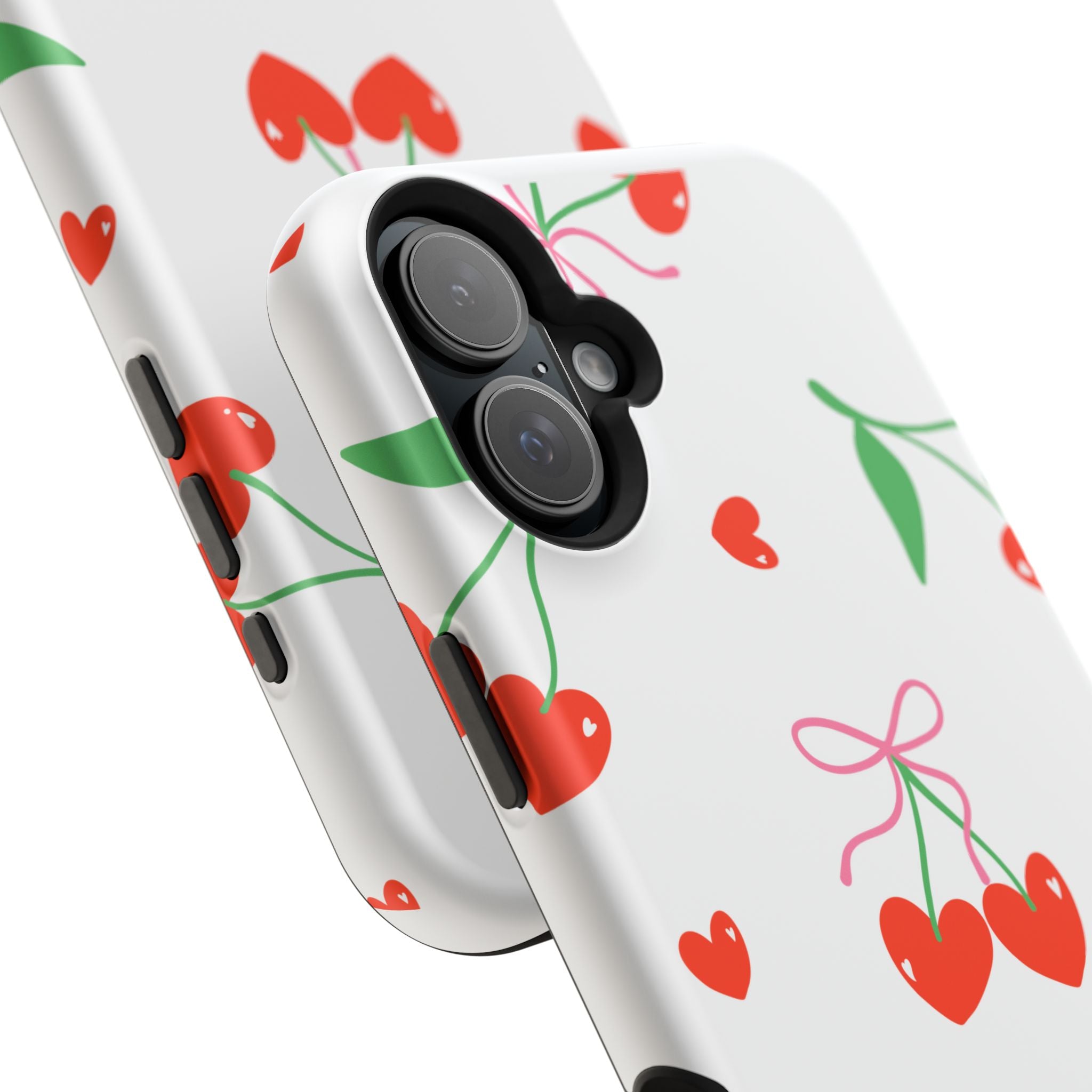 Customizable: Cherry Heart Impact-Resistant Phone Case