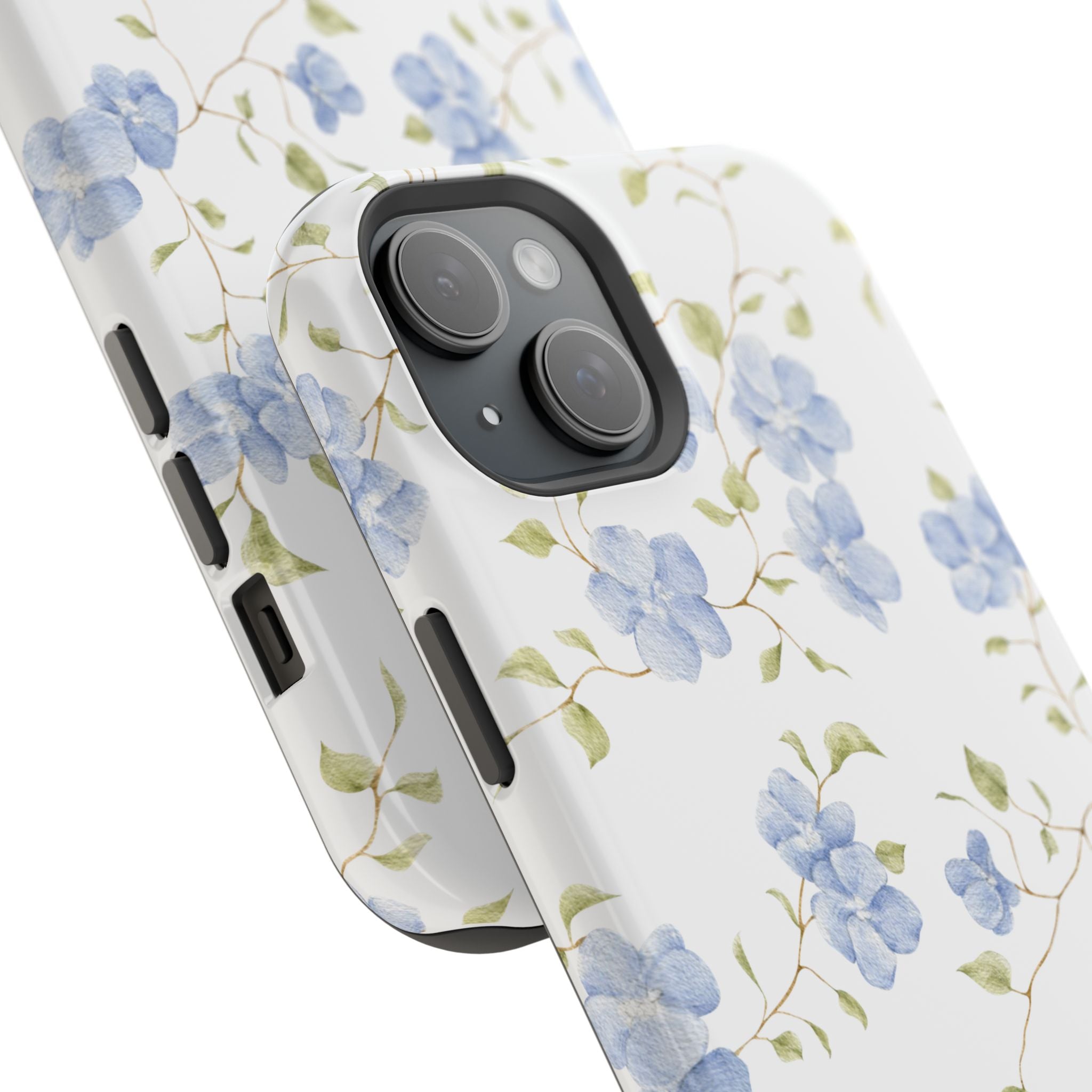 Customizable: Blue Floral Impact-Resistant Phone Case