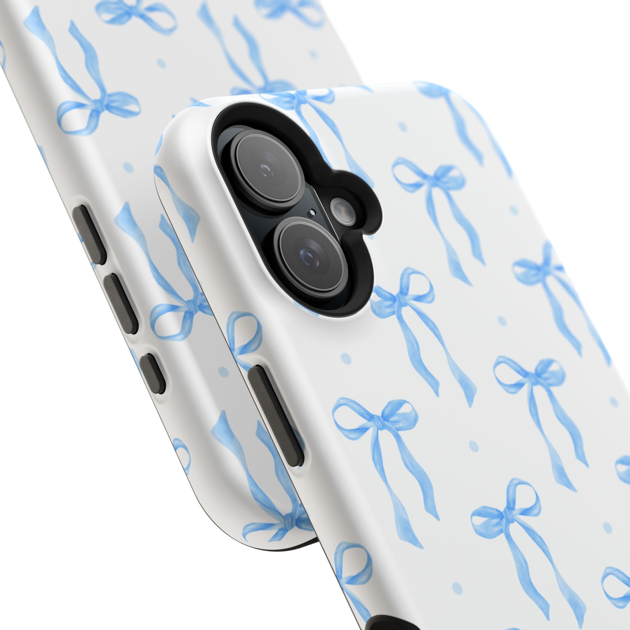Customizable: Chic Blue Coquette Bow Impact-Resistant Phone Case