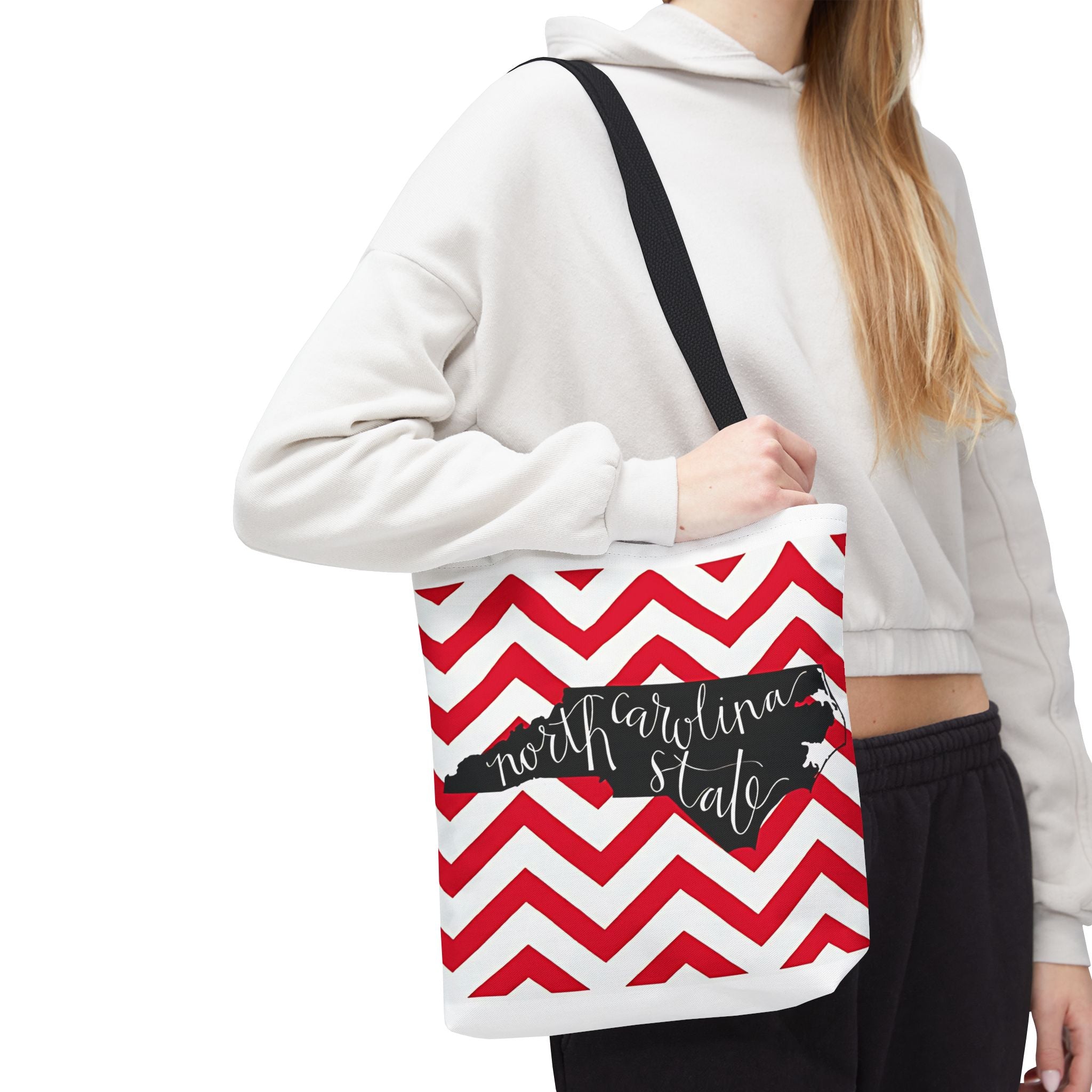 North Carolina Tote Bag, Stylish Chevron Pattern, Beach Essentials, Reusable Grocery Bag, Gift for Travelers, Southern Charm