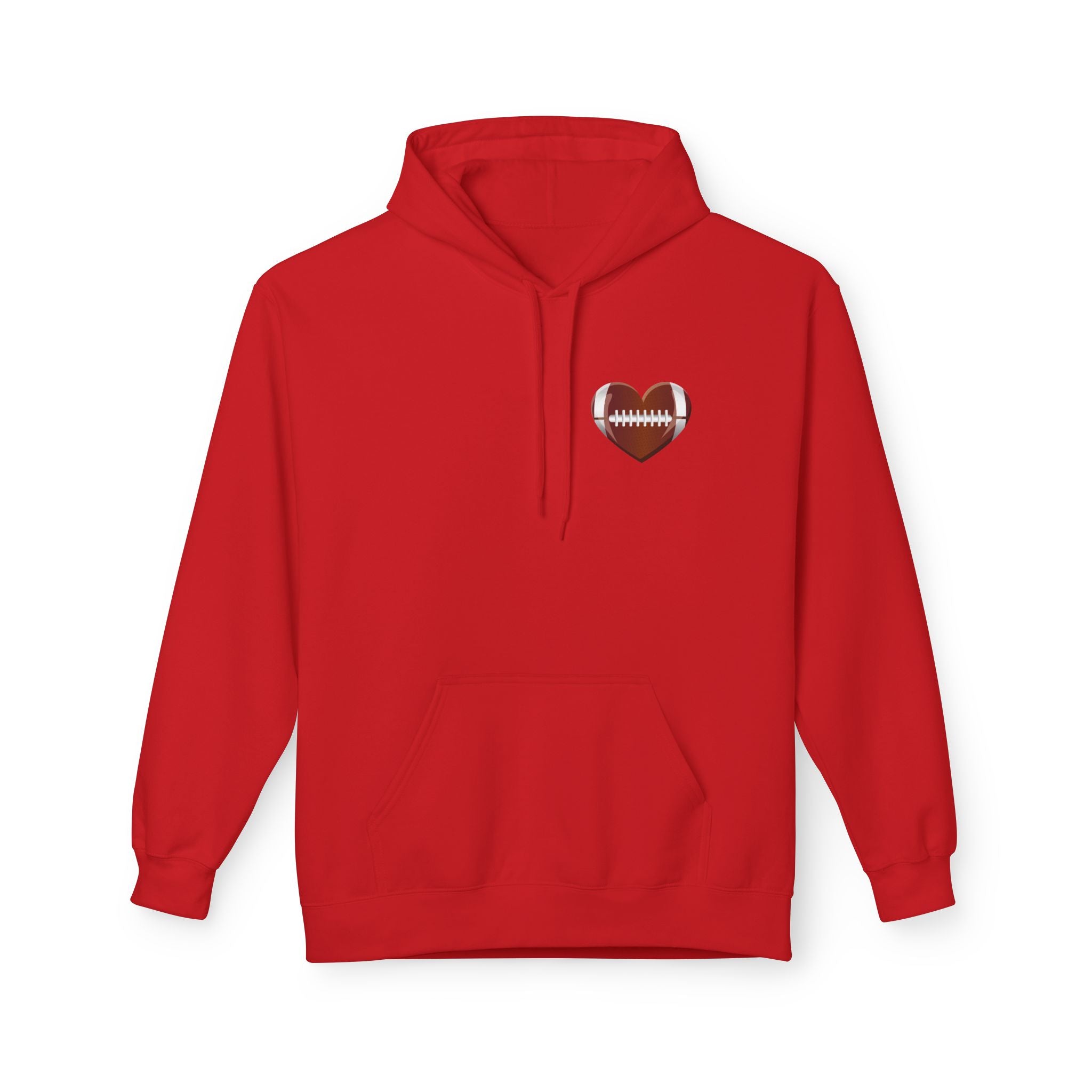 Football Heart Hoodie - Midweight Fleece Sweatshirt for Sports Fans, Gift for Holidays, Game Day Apparel, Cozy and Casual