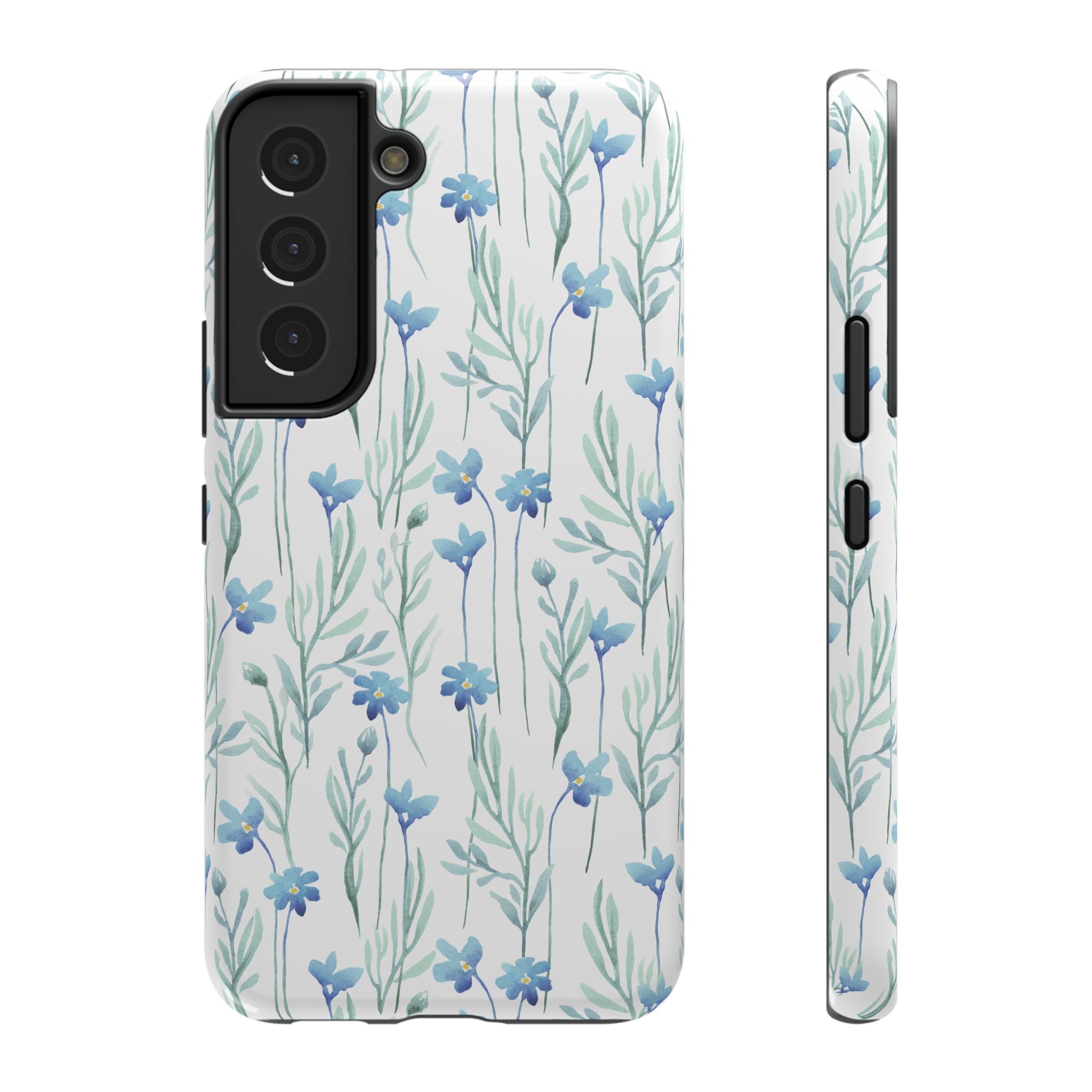 Customizable: Blue Floral Impact-Resistant Phone Case