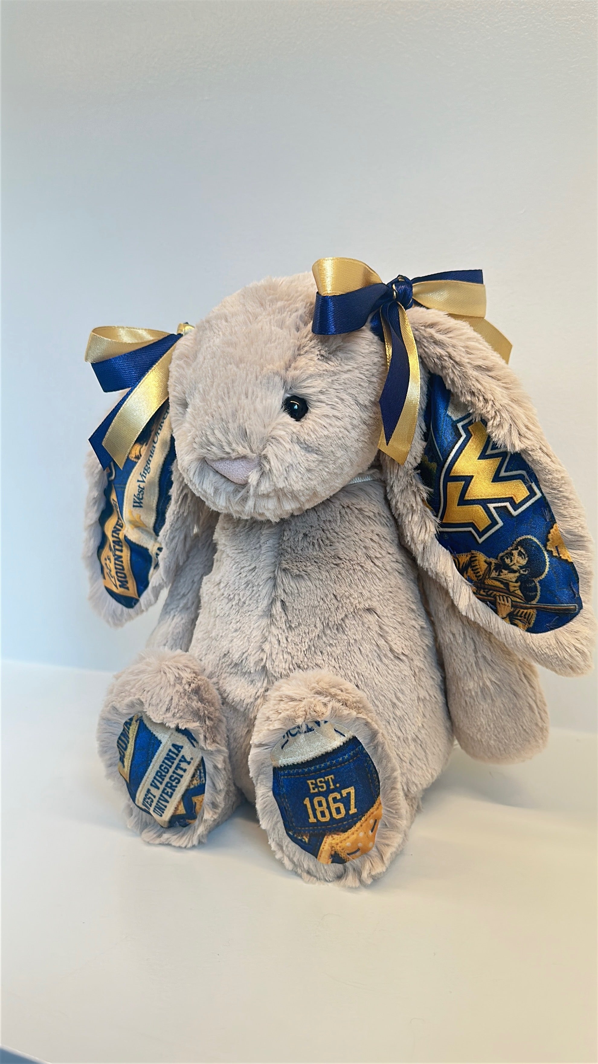 West Virginia University (WVU) Custom College Jellycat Bunny