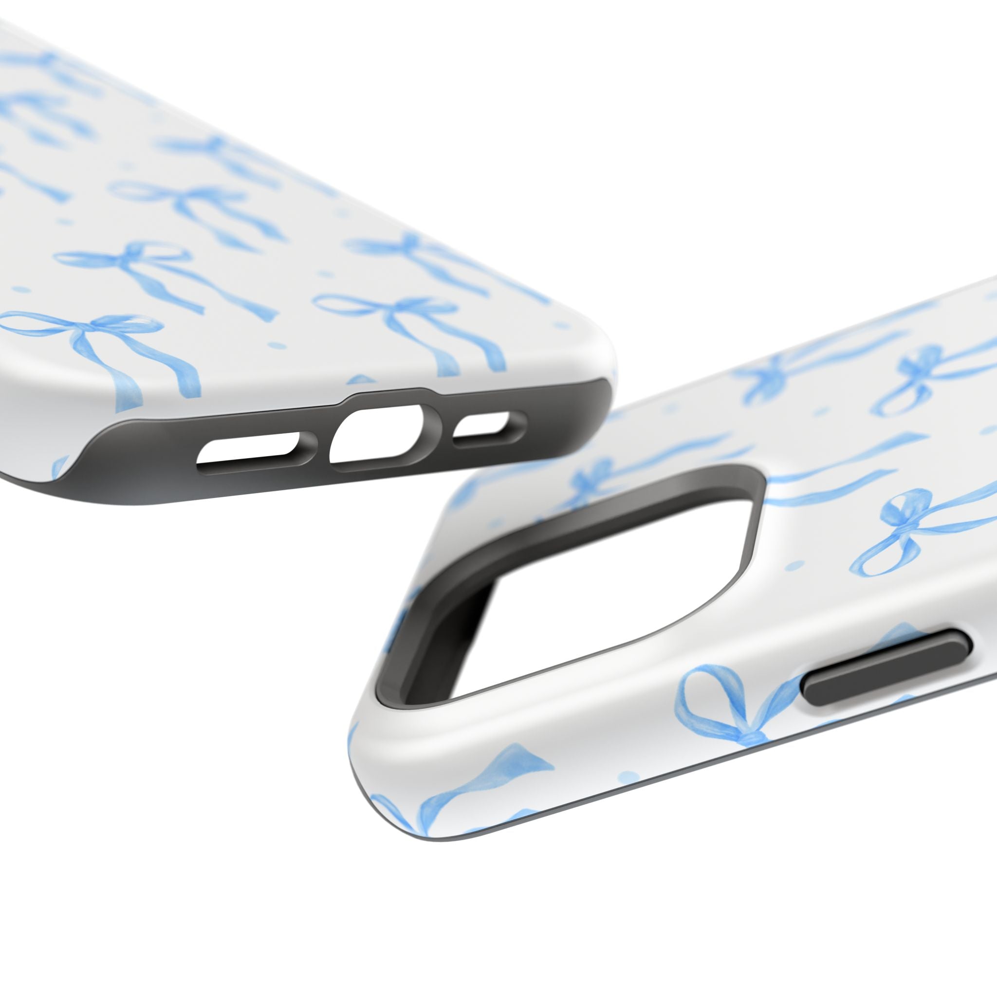 Customizable: Chic Blue Coquette Bow Impact-Resistant Phone Case