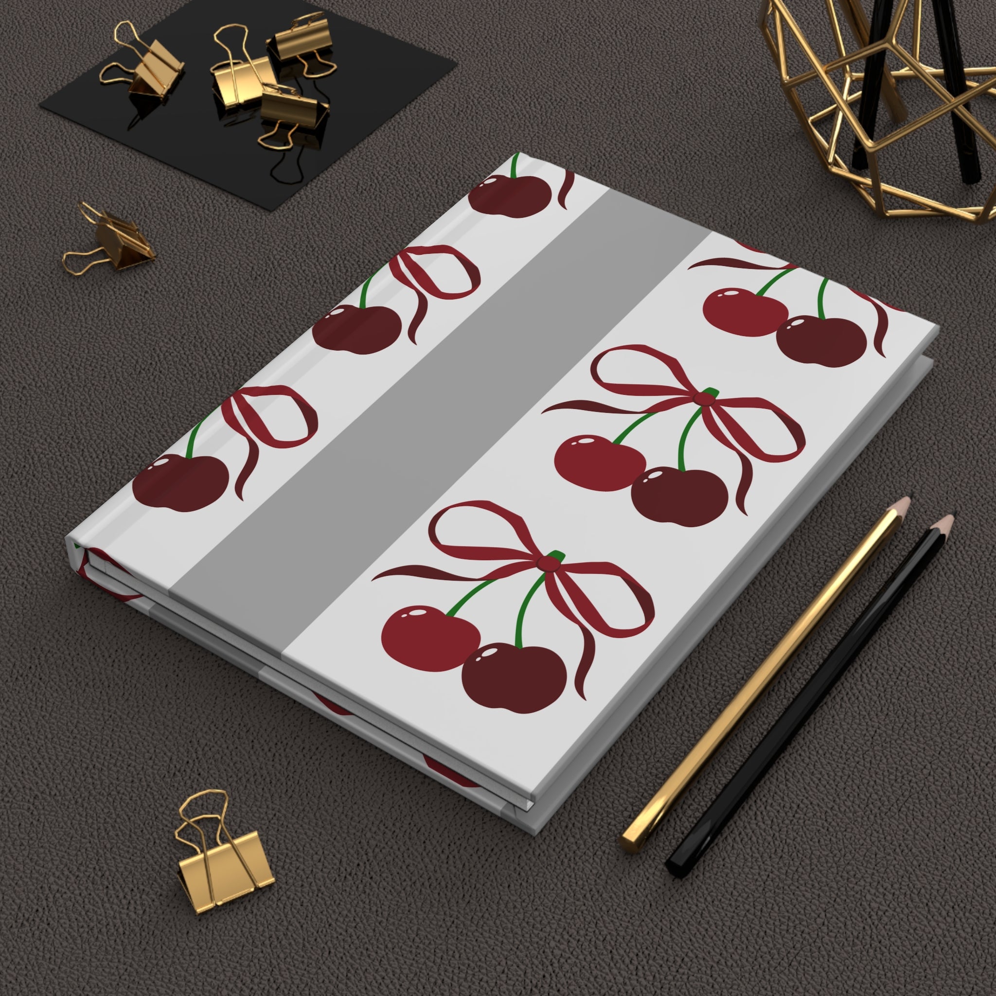 Customizable: Cherry Blossom Hardcover Journal, Cute Cherry Notebook, Gift for Writers, Journaling, Cherry Inspired Stationery, Cherry Decor