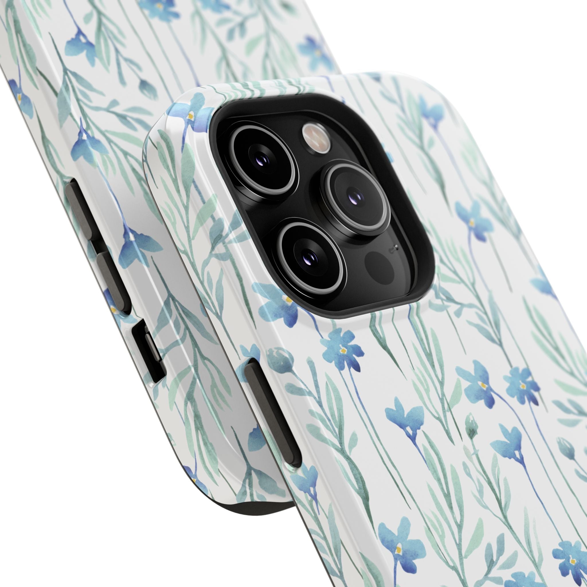 Customizable: Blue Floral Impact-Resistant Phone Case