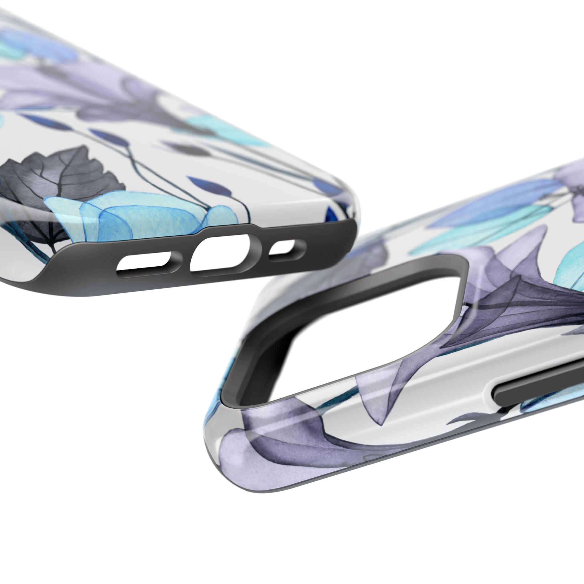 Customizable: Blue and Purple Floral Impact-Resistant Phone Case