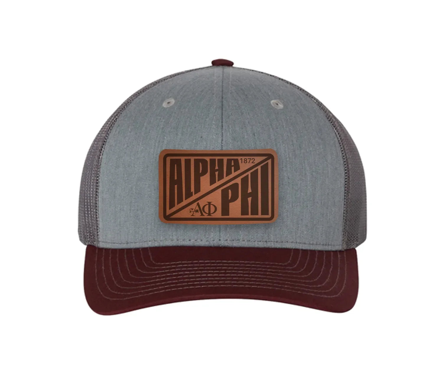 Alpha Phi Richardson 112 Leatherette Patch Trucker Hat - Divide