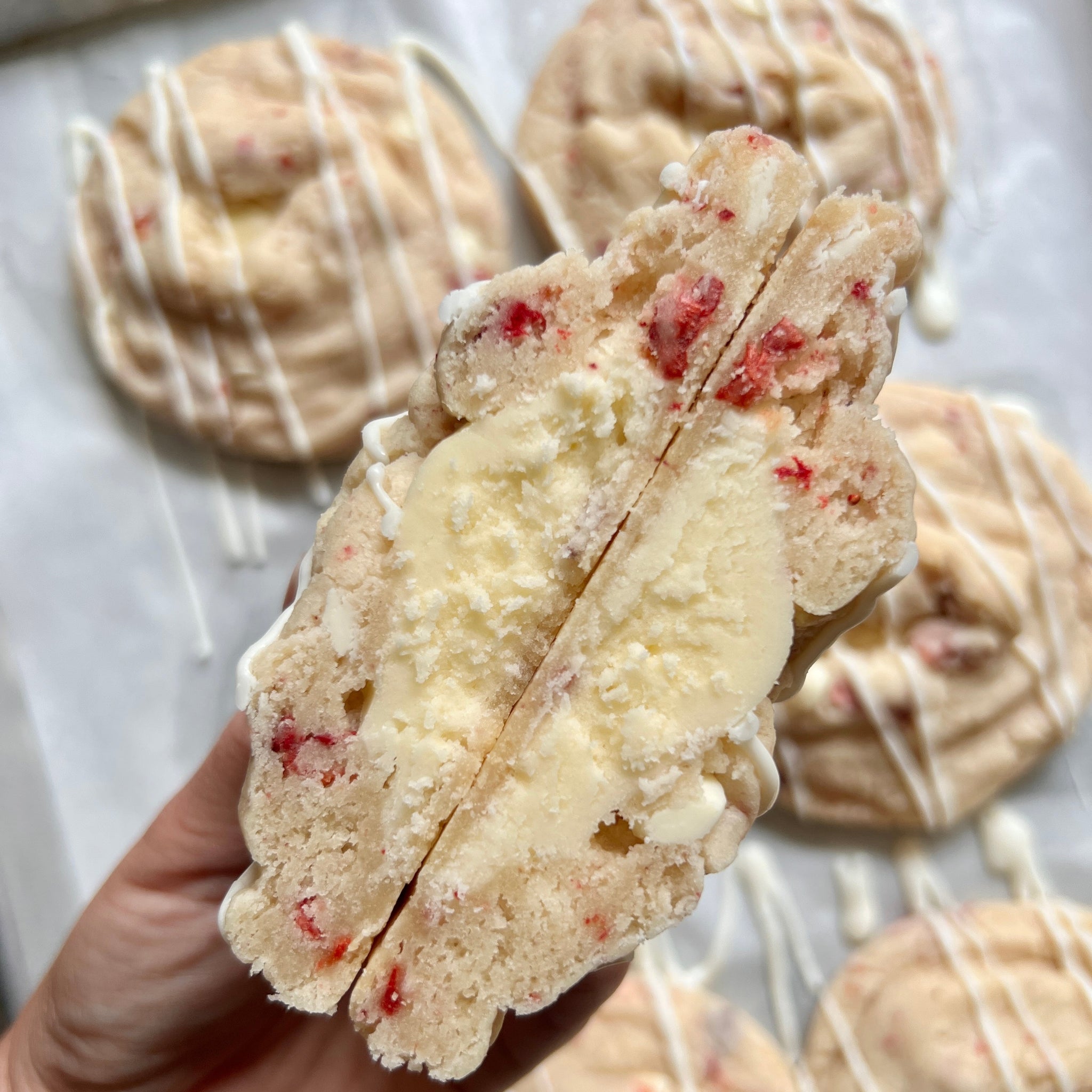 Strawberries + Cream Cookies