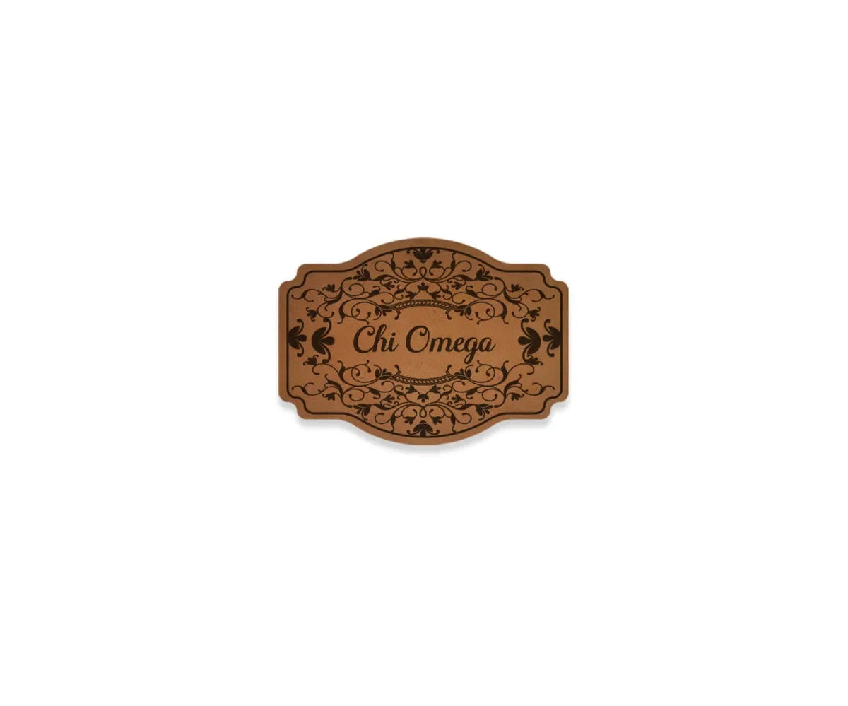 Chi Omega Richardson 112 Leatherette Patch Trucker Hat - Scroll