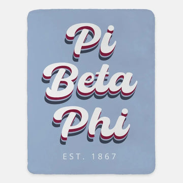 Pi Beta Phi XL 60x80 Sherpa Throw Blanket - Retro