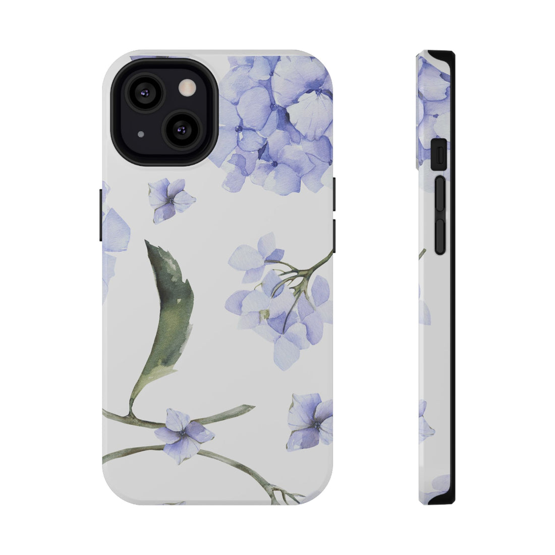 Phone case with pruple floral design on a white background