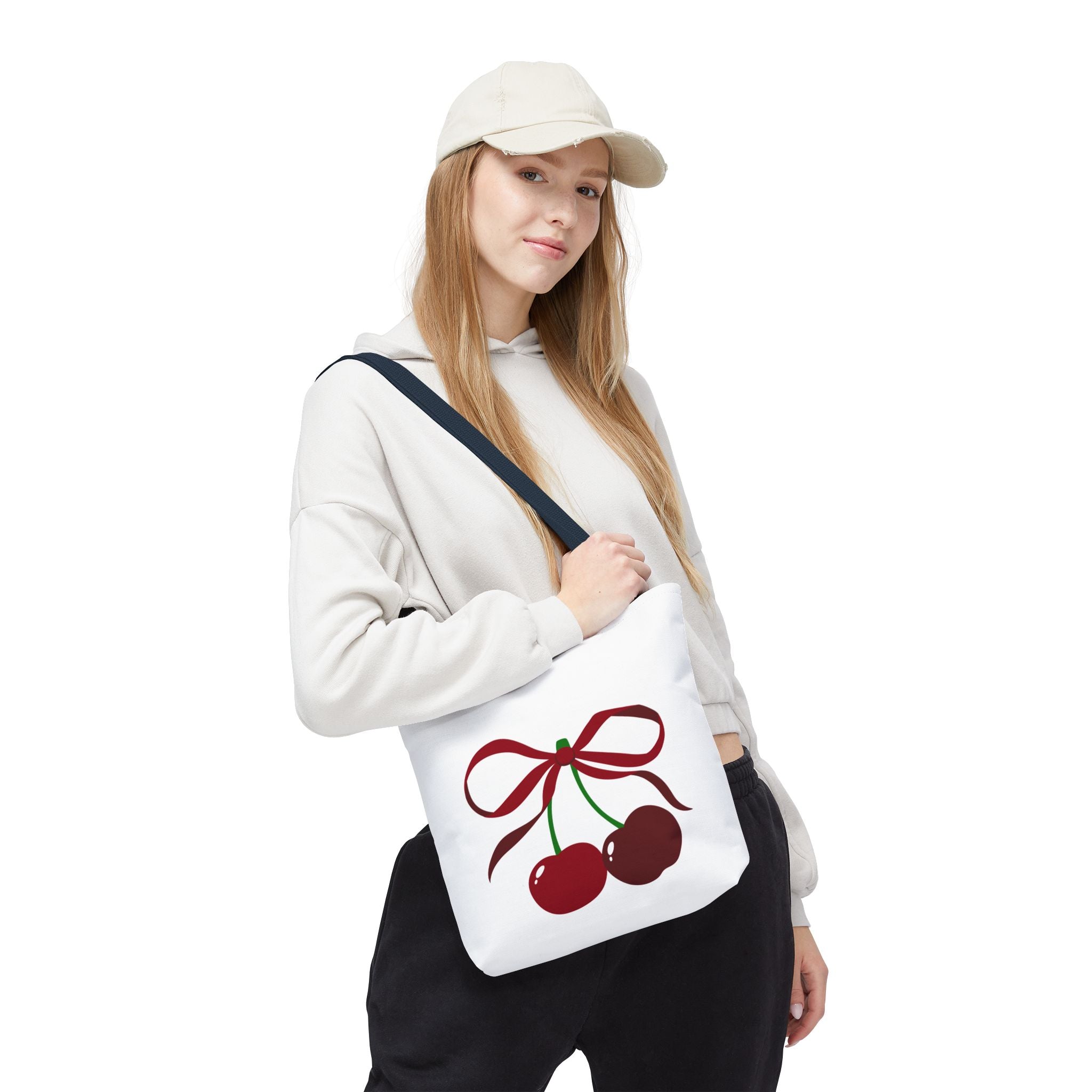 Customizable: Cherry Bow Tote Bag, Cute Carry-All for Everyday, Gift for Her, Eco-Friendly Shopping Bag, Perfect for Summer Outings