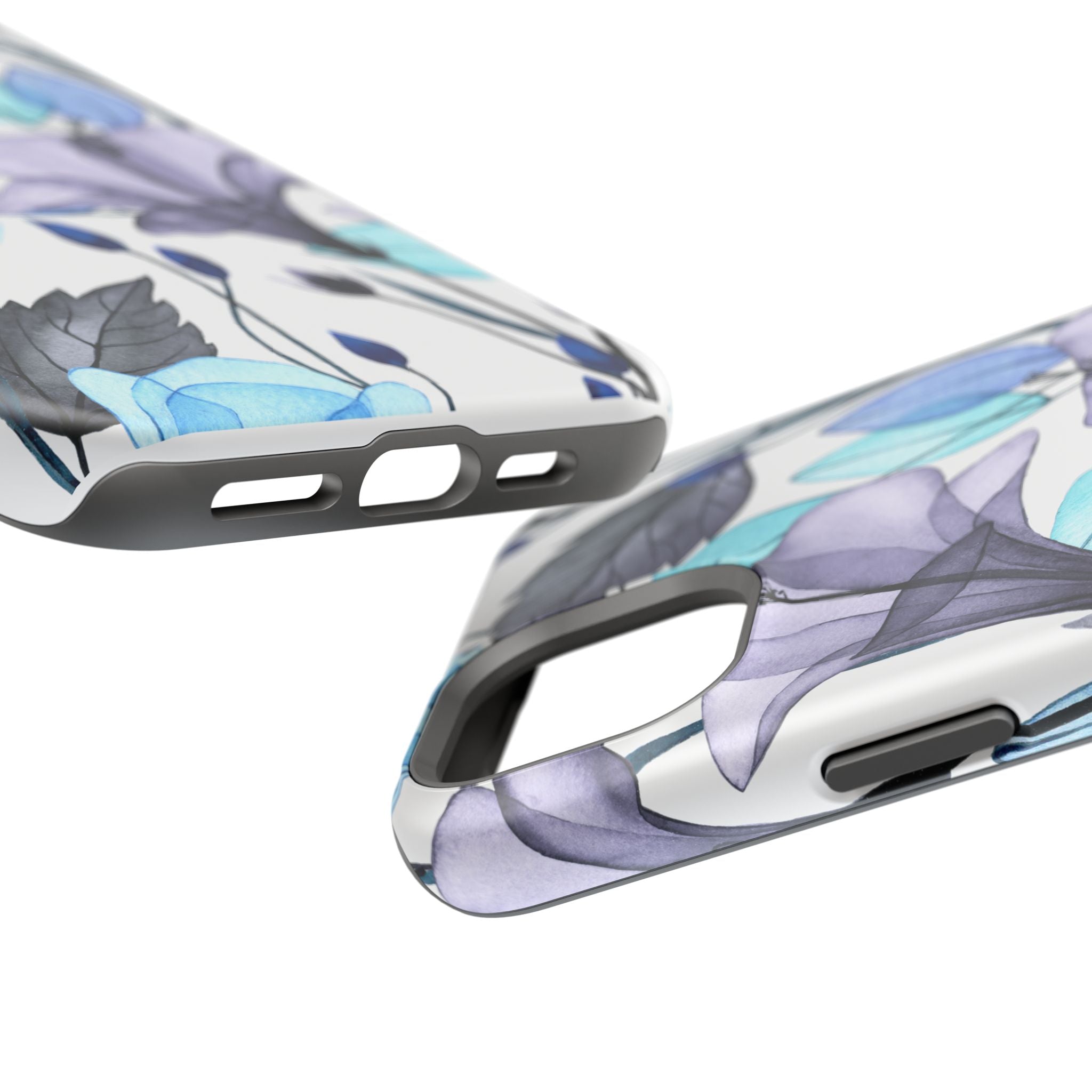 Customizable: Blue and Purple Floral Impact-Resistant Phone Case