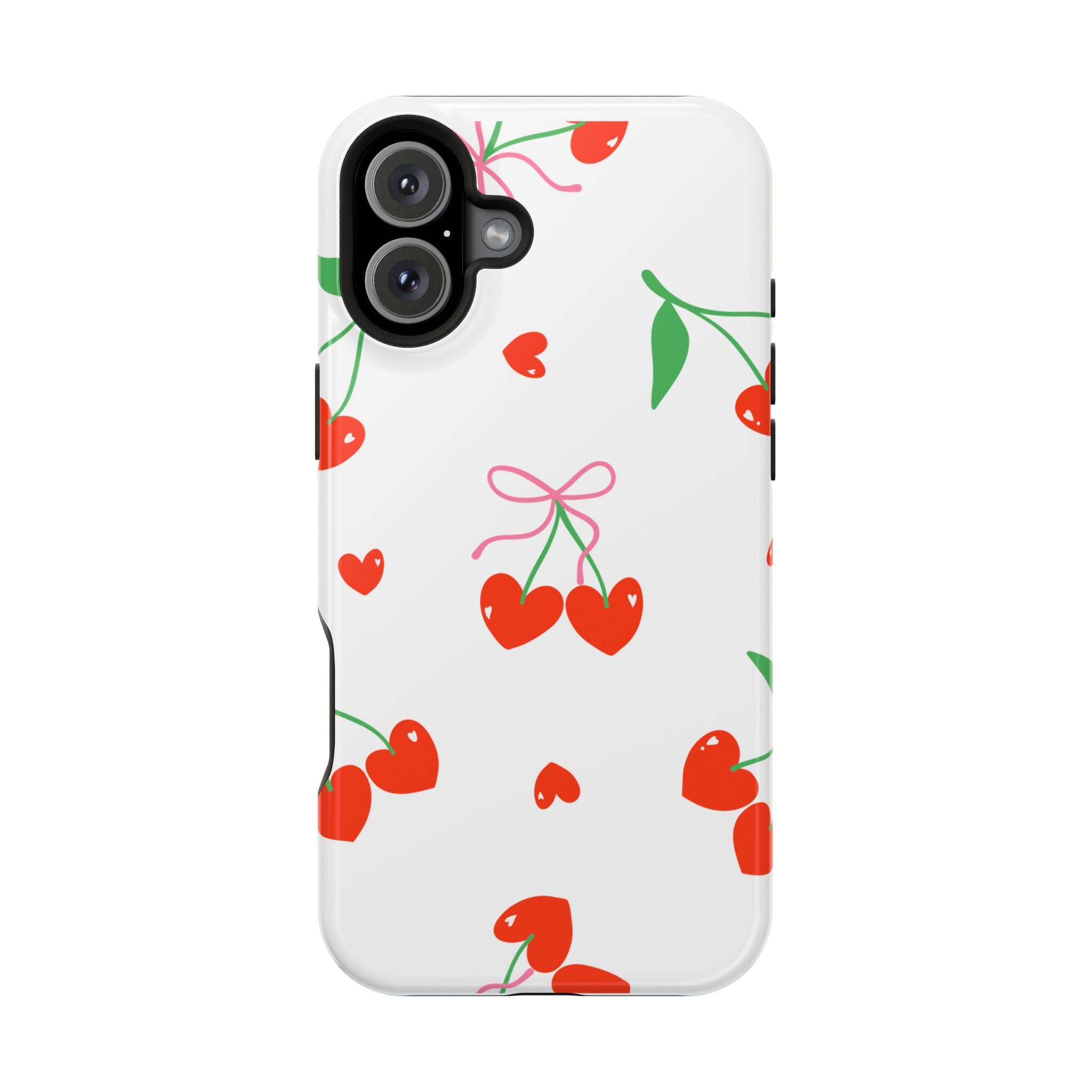 Customizable: Cherry Heart Impact-Resistant Phone Case