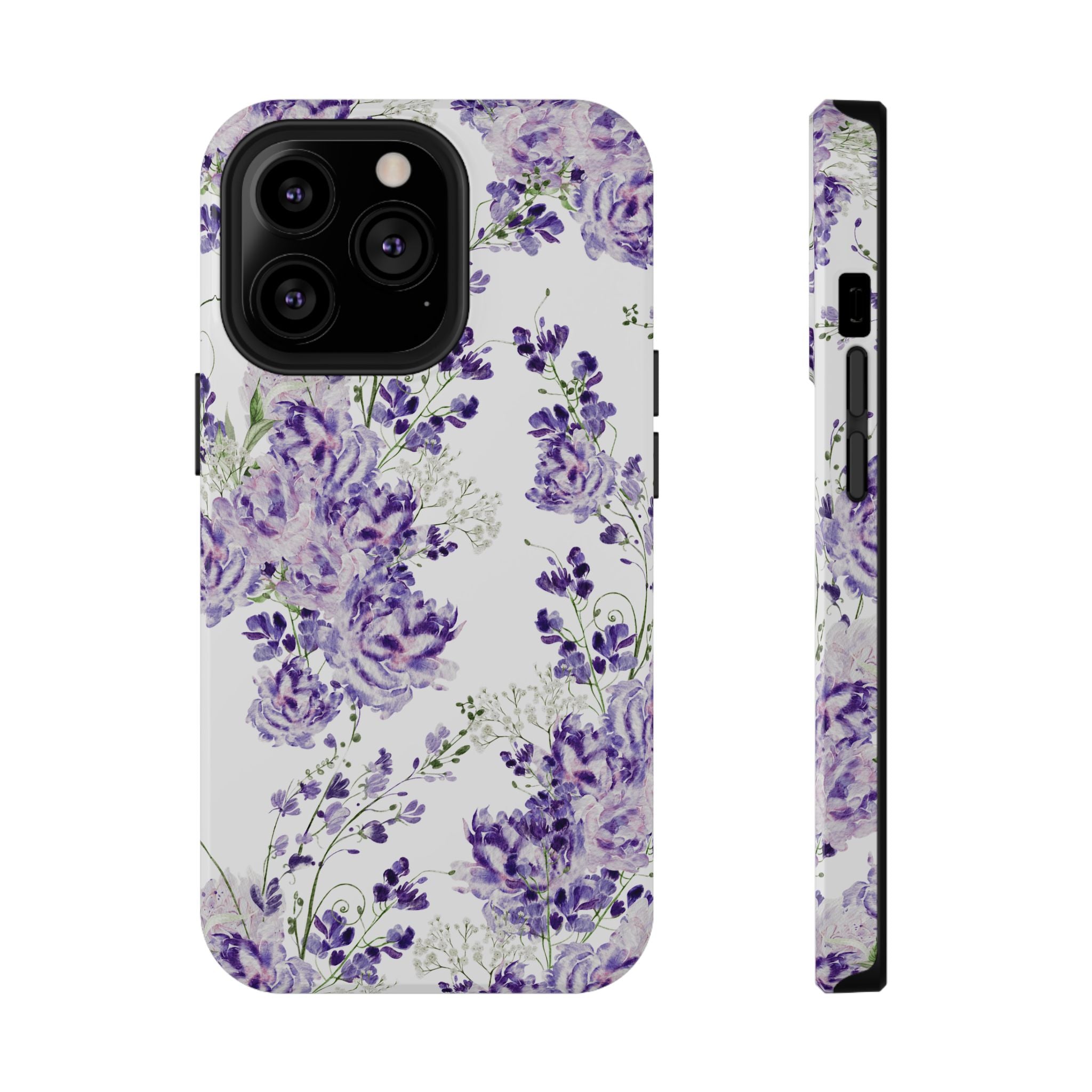 Customizable: Purple Floral Impact-Resistant Phone Case