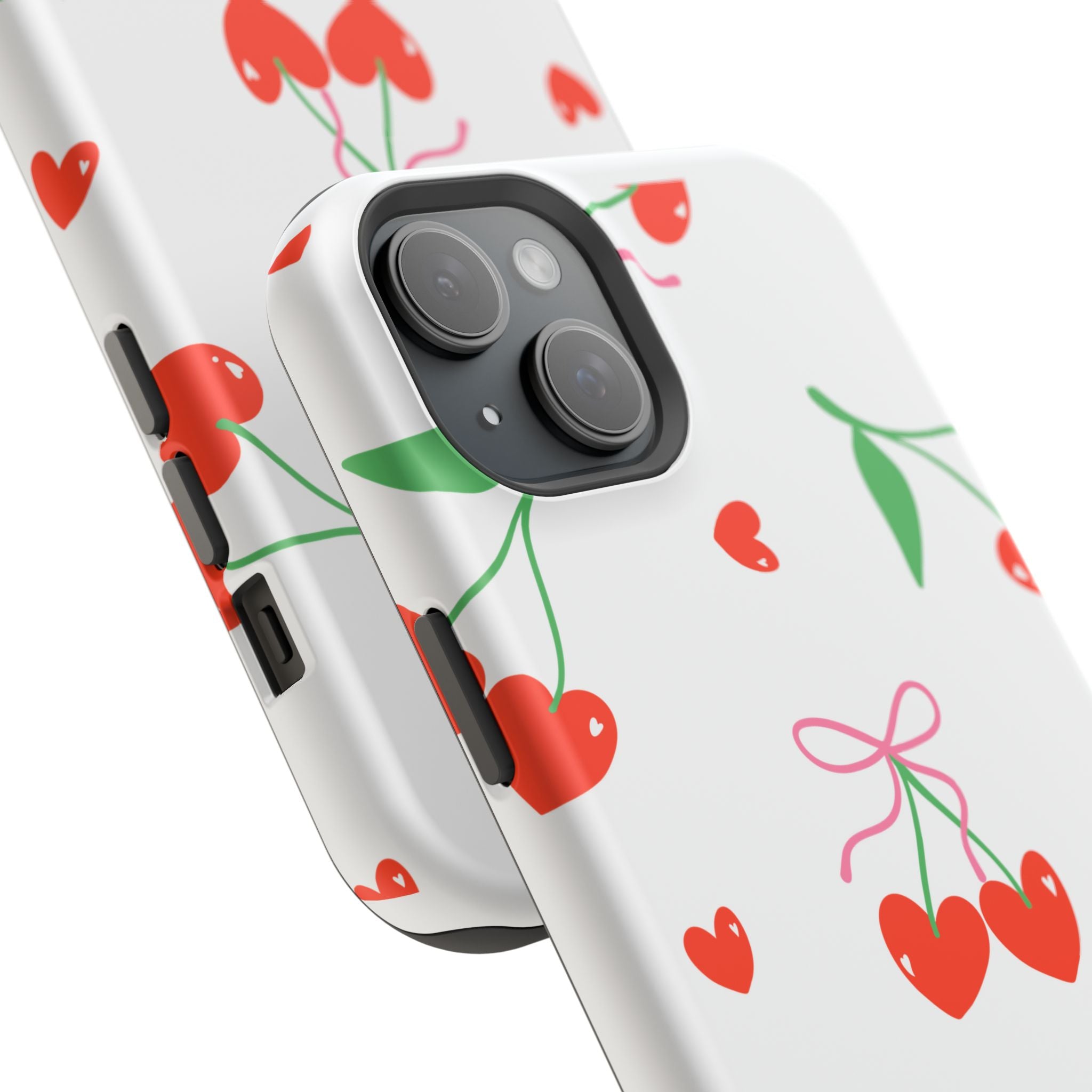Customizable: Cherry Heart Impact-Resistant Phone Case