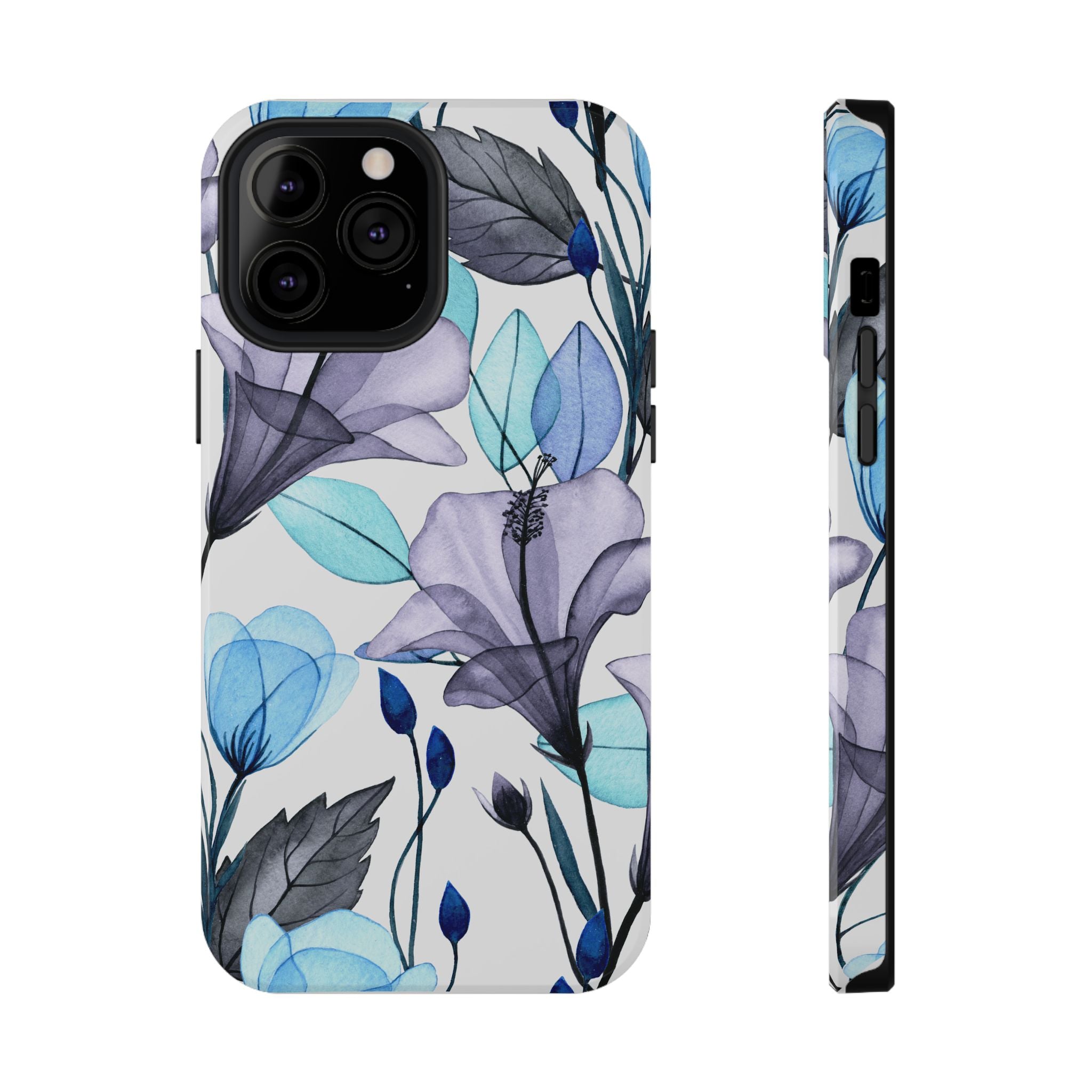Customizable: Blue and Purple Floral Impact-Resistant Phone Case