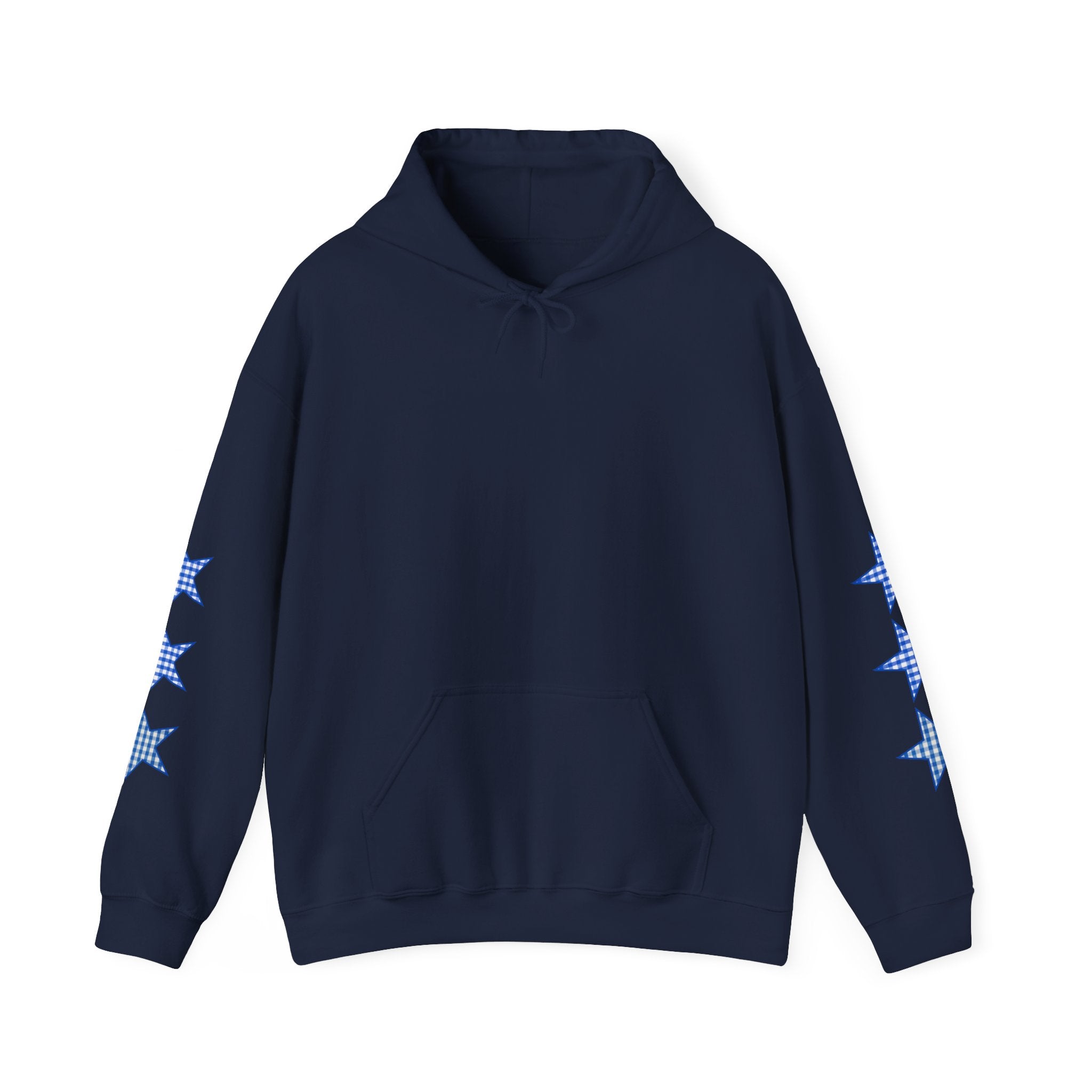 Customizable Tri-Star Blue Gingham Hoodie
