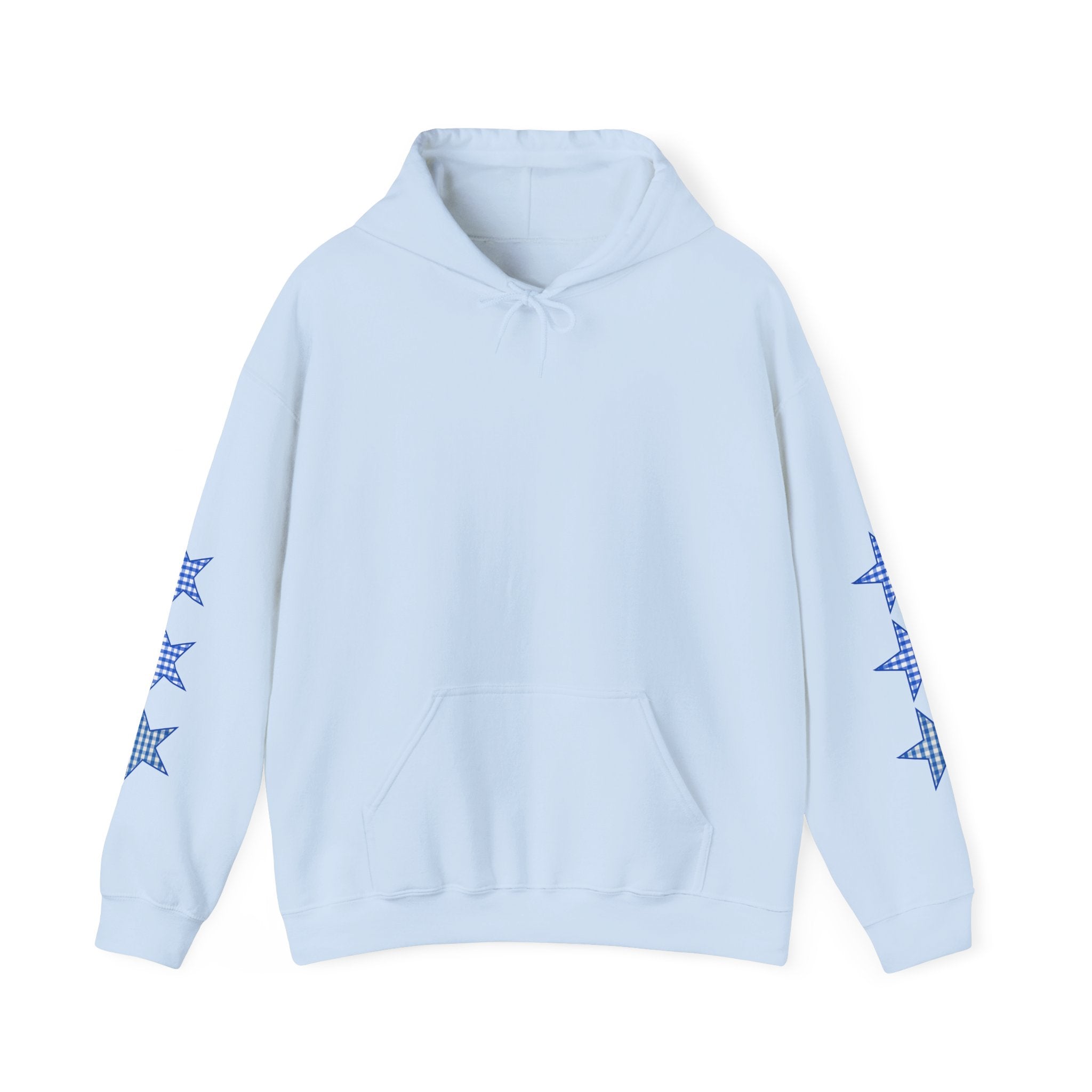 Customizable Tri-Star Blue Gingham Hoodie