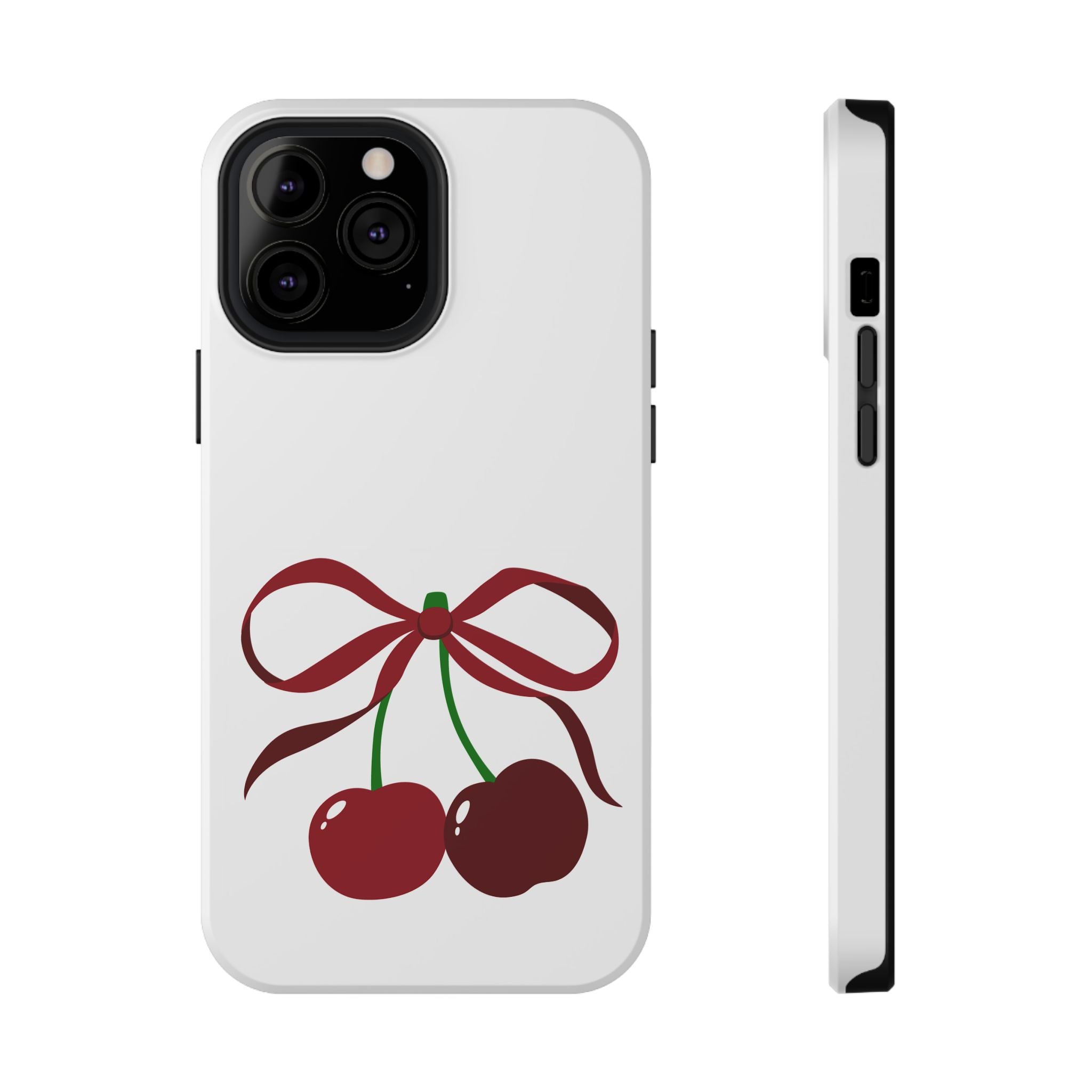 Customizable: Cherry Bow Impact-Resistant Case for Smartphones | Cute Phone Cover | Gift for Her | Cherry Lover's Accessory | Durable Phone Case