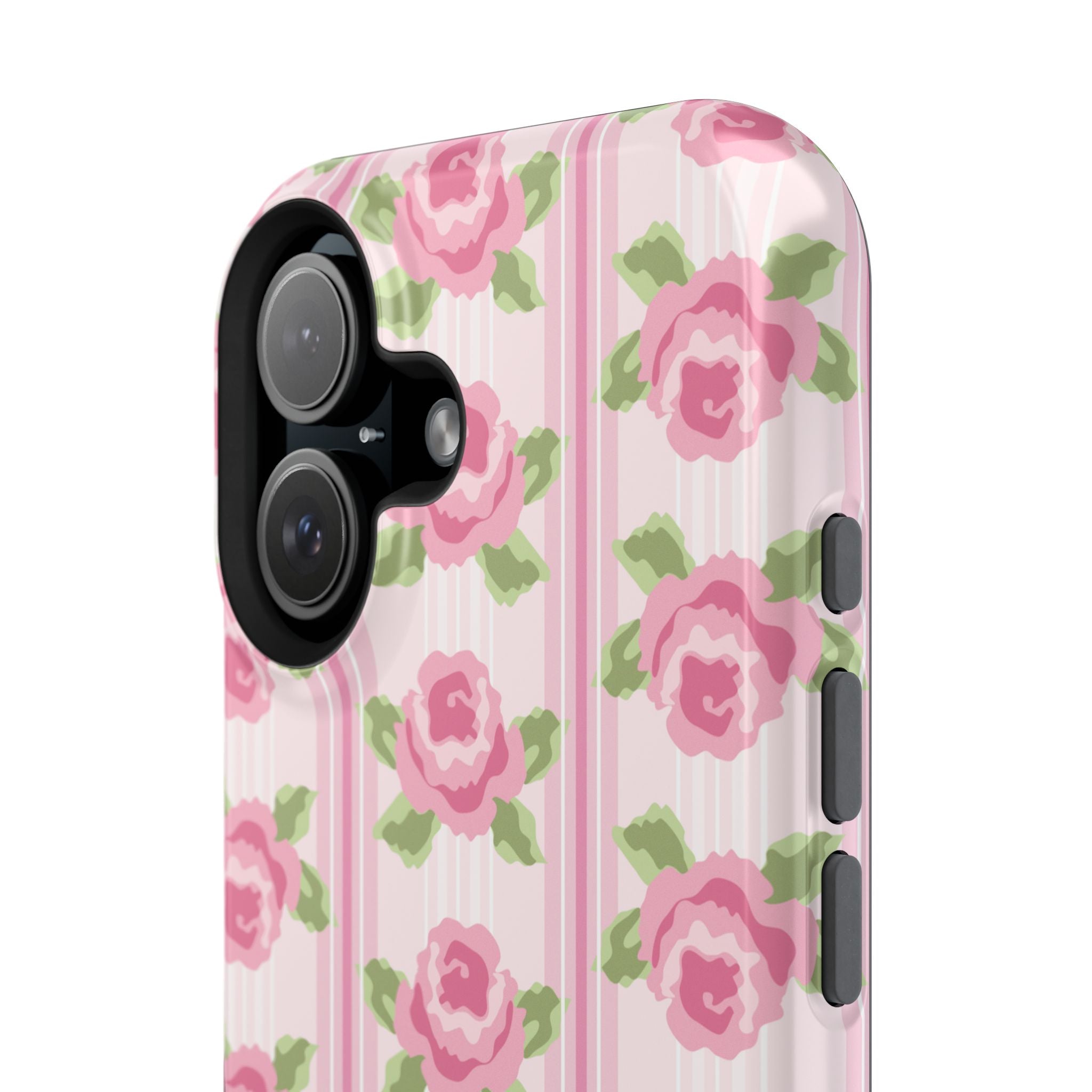 Customizable: Floral Impact-Resistant Phone Case, Pink Rose Pattern
