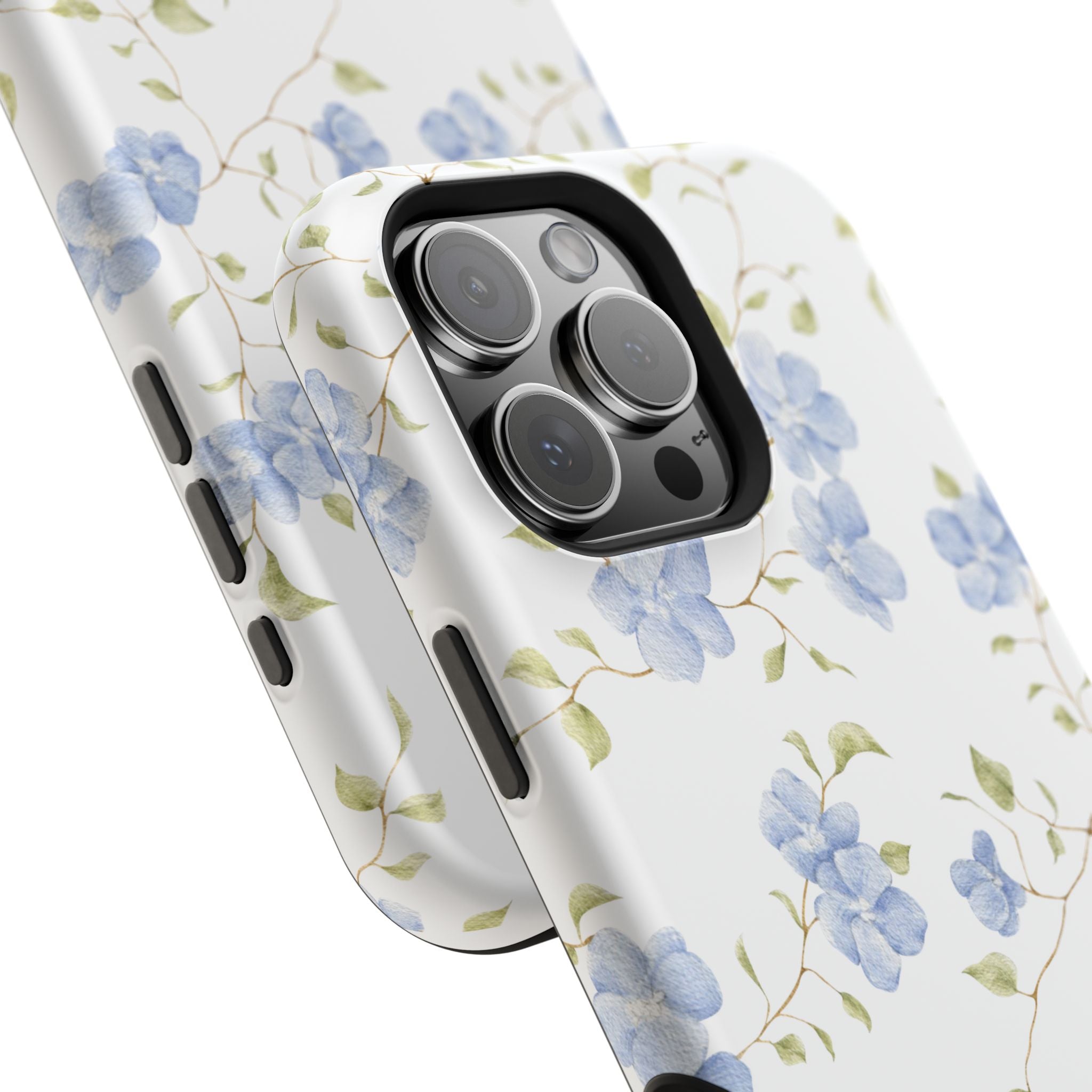 Customizable: Blue Floral Impact-Resistant Phone Case