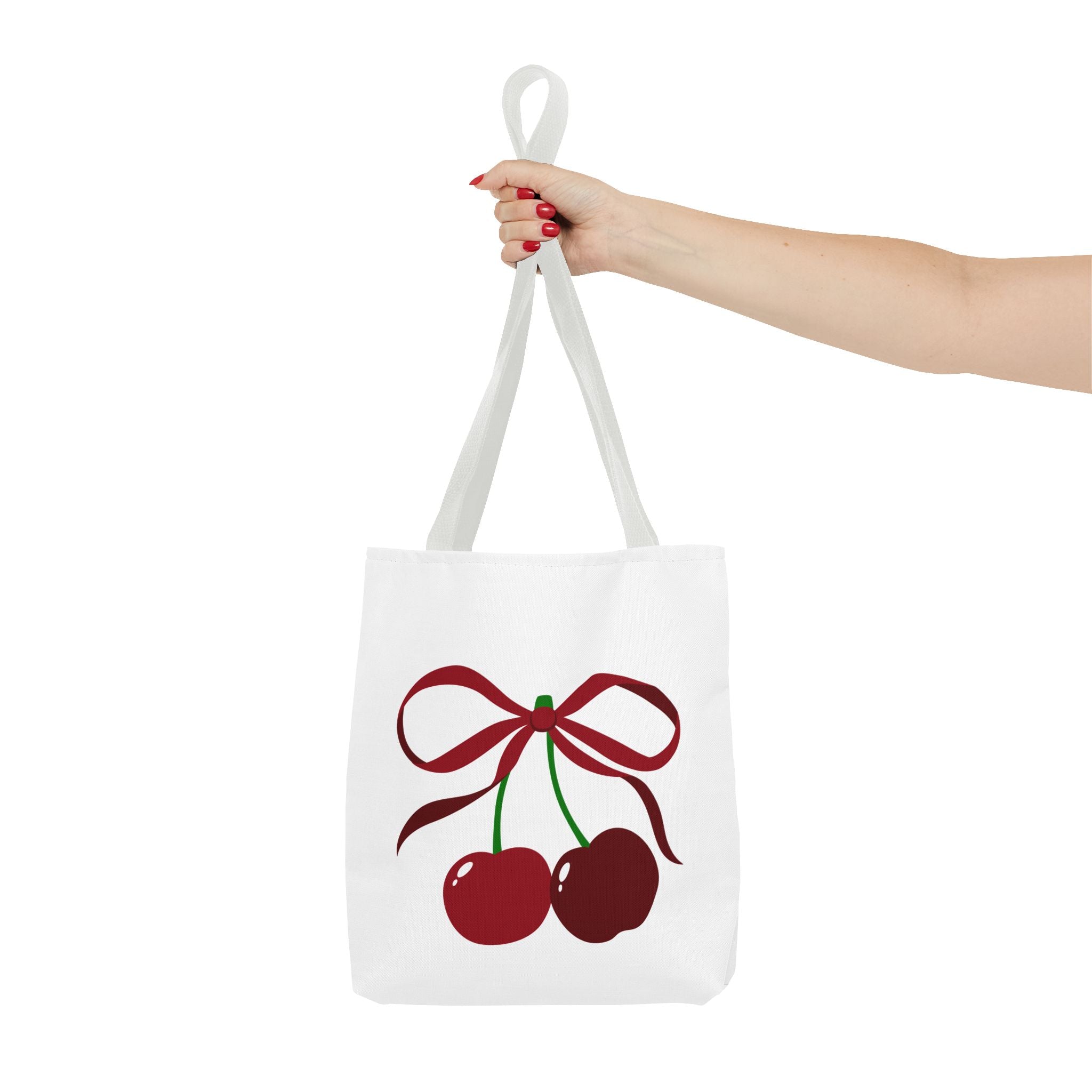 Customizable: Cherry Bow Tote Bag, Cute Carry-All for Everyday, Gift for Her, Eco-Friendly Shopping Bag, Perfect for Summer Outings
