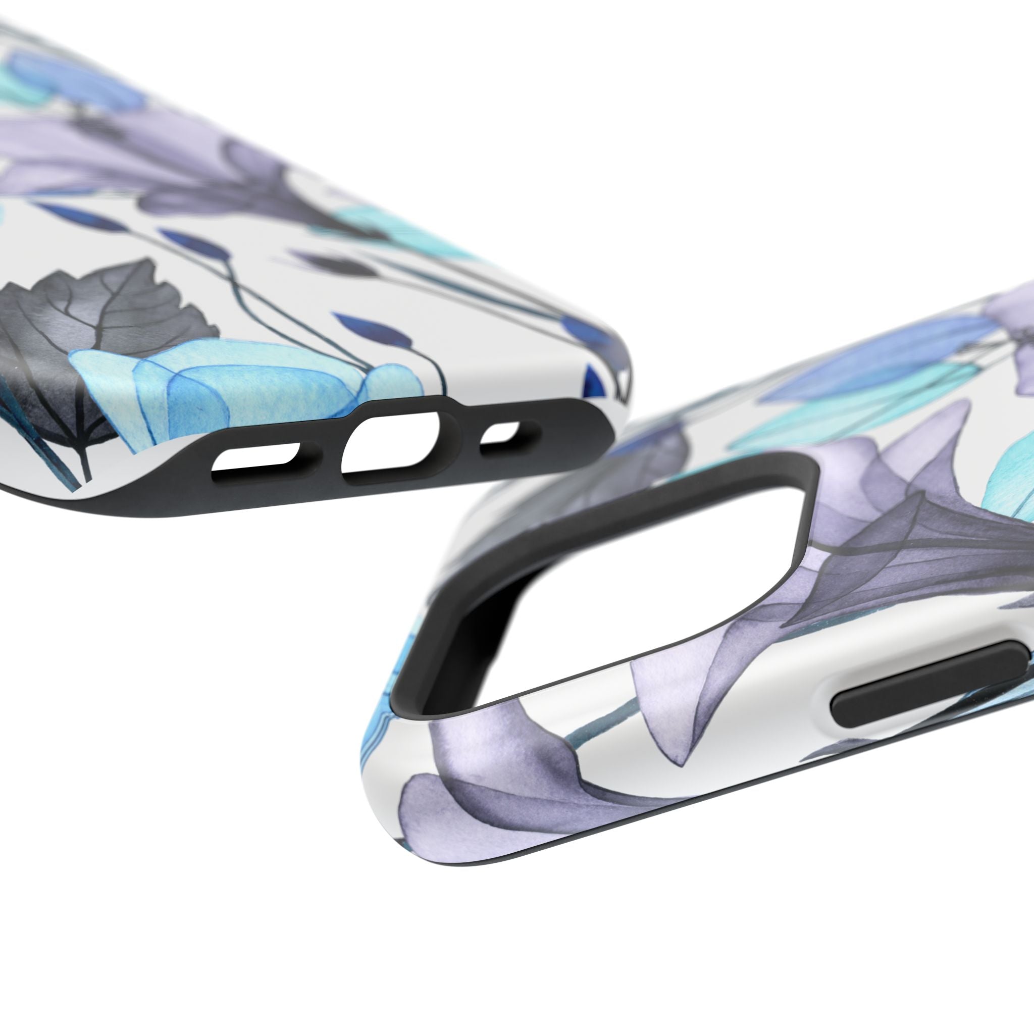 Customizable: Blue and Purple Floral Impact-Resistant Phone Case