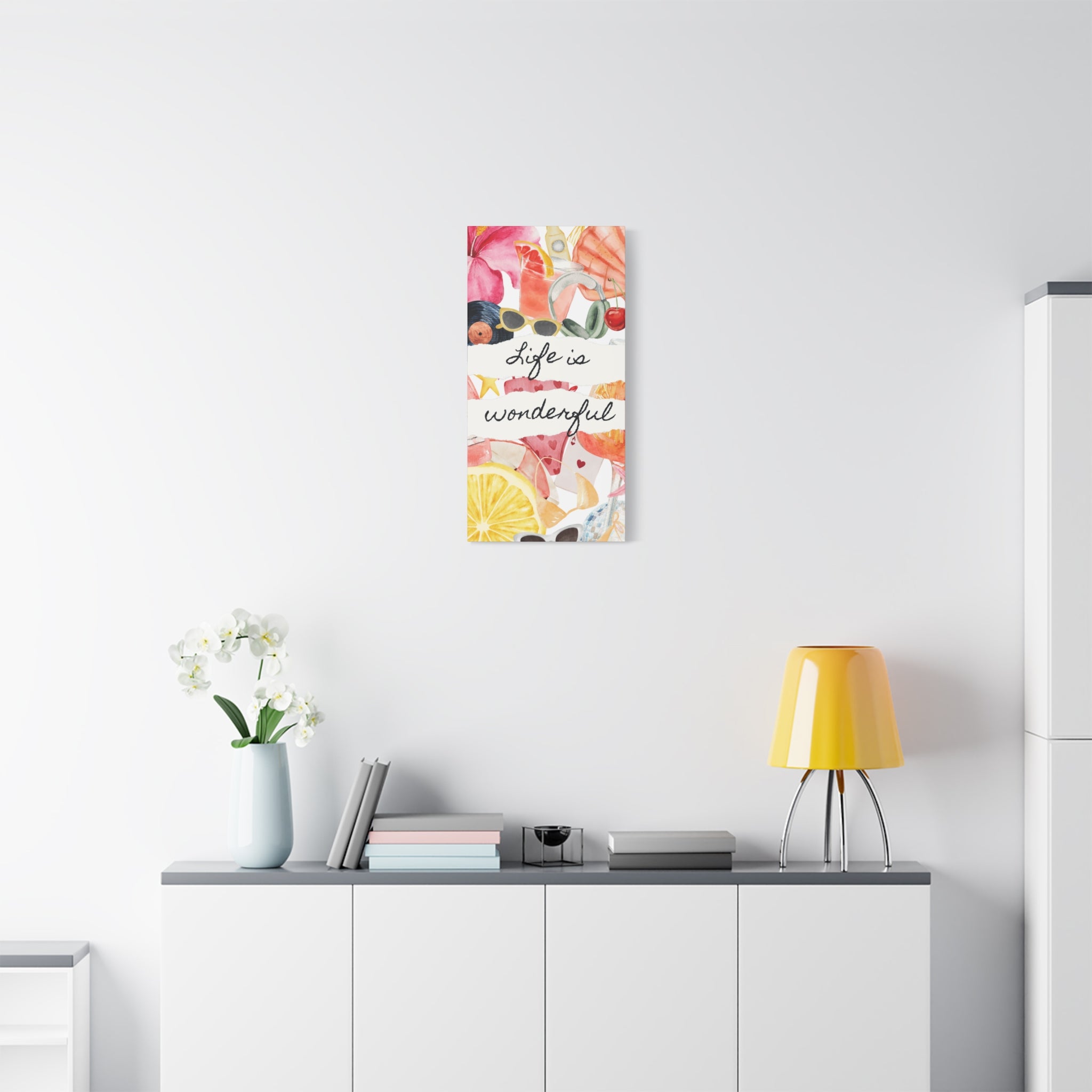 Life is Wonderful Canvas Wall Art, Colorful Decor, Inspirational Gift, Home Display, Summery Wall Art, Motivational Print