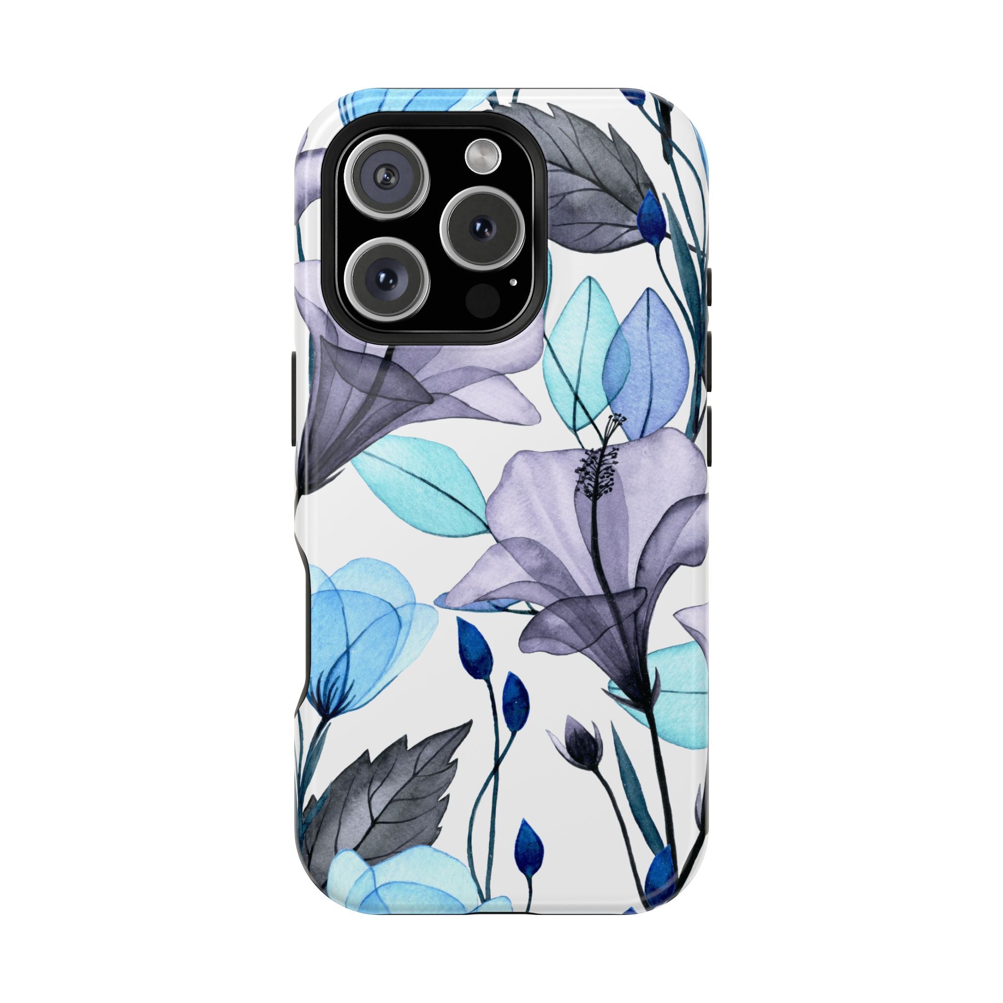 Customizable: Blue and Purple Floral Impact-Resistant Phone Case
