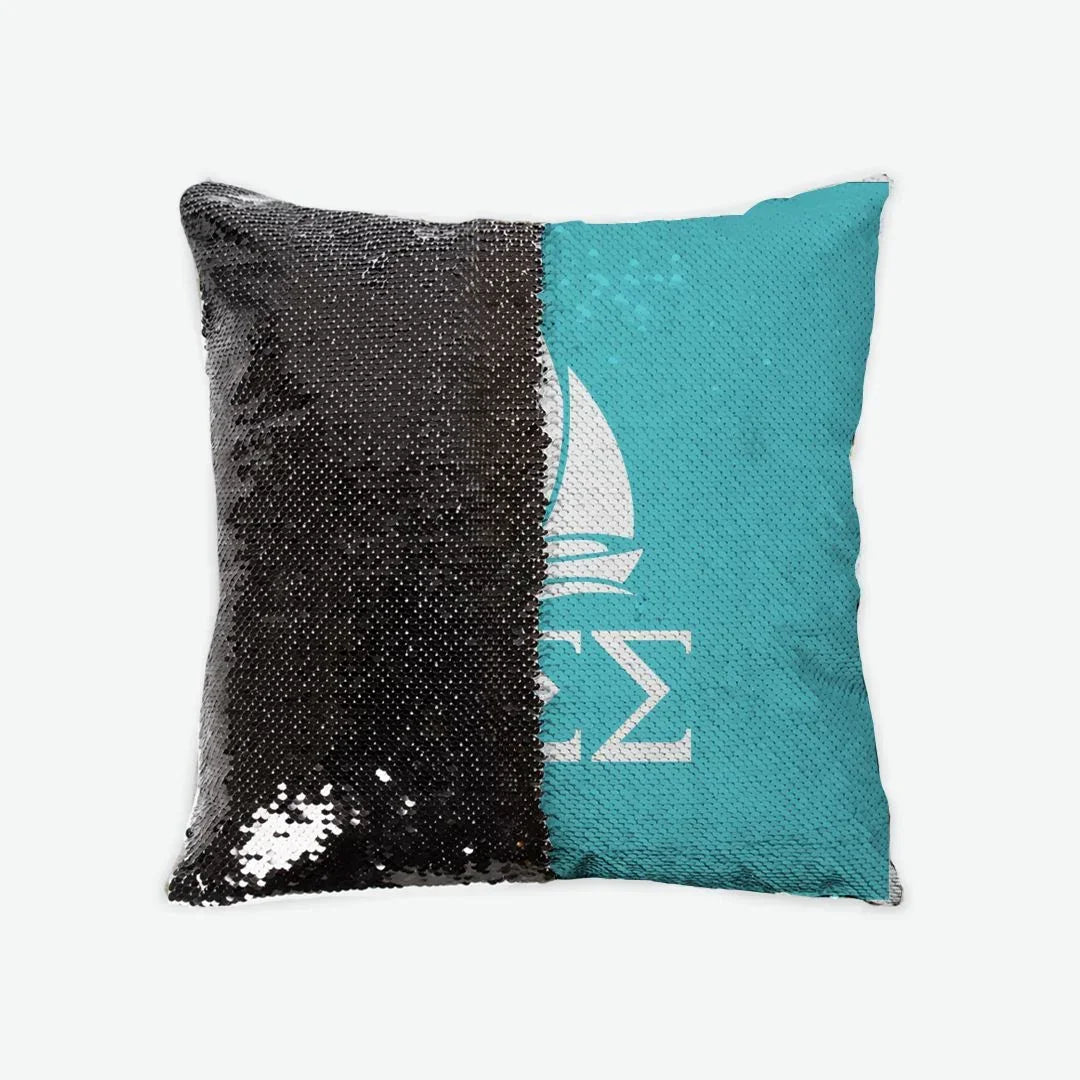 Tri Sigma Sequin Pillow Cover - Greek Letters