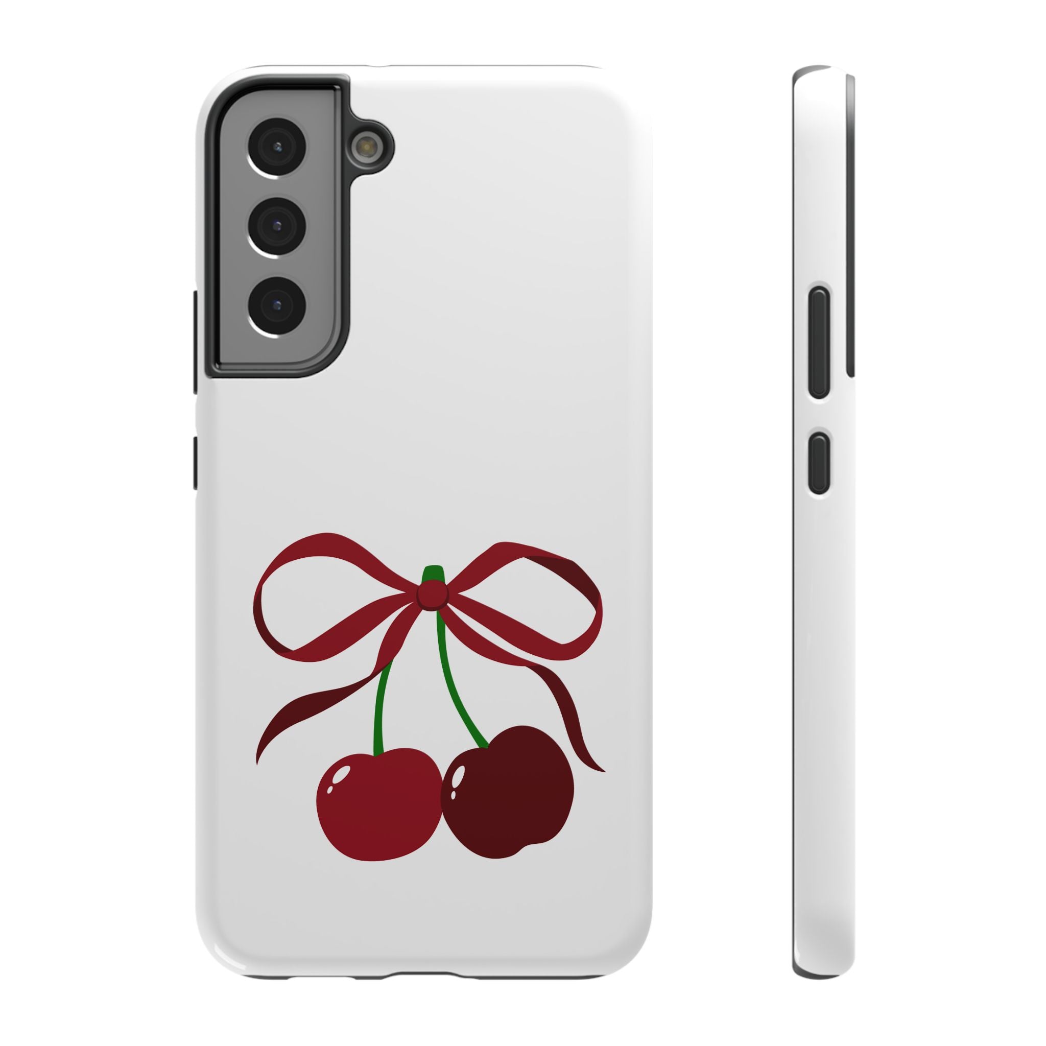 Customizable: Cherry Bow Impact-Resistant Case for Smartphones | Cute Phone Cover | Gift for Her | Cherry Lover's Accessory | Durable Phone Case