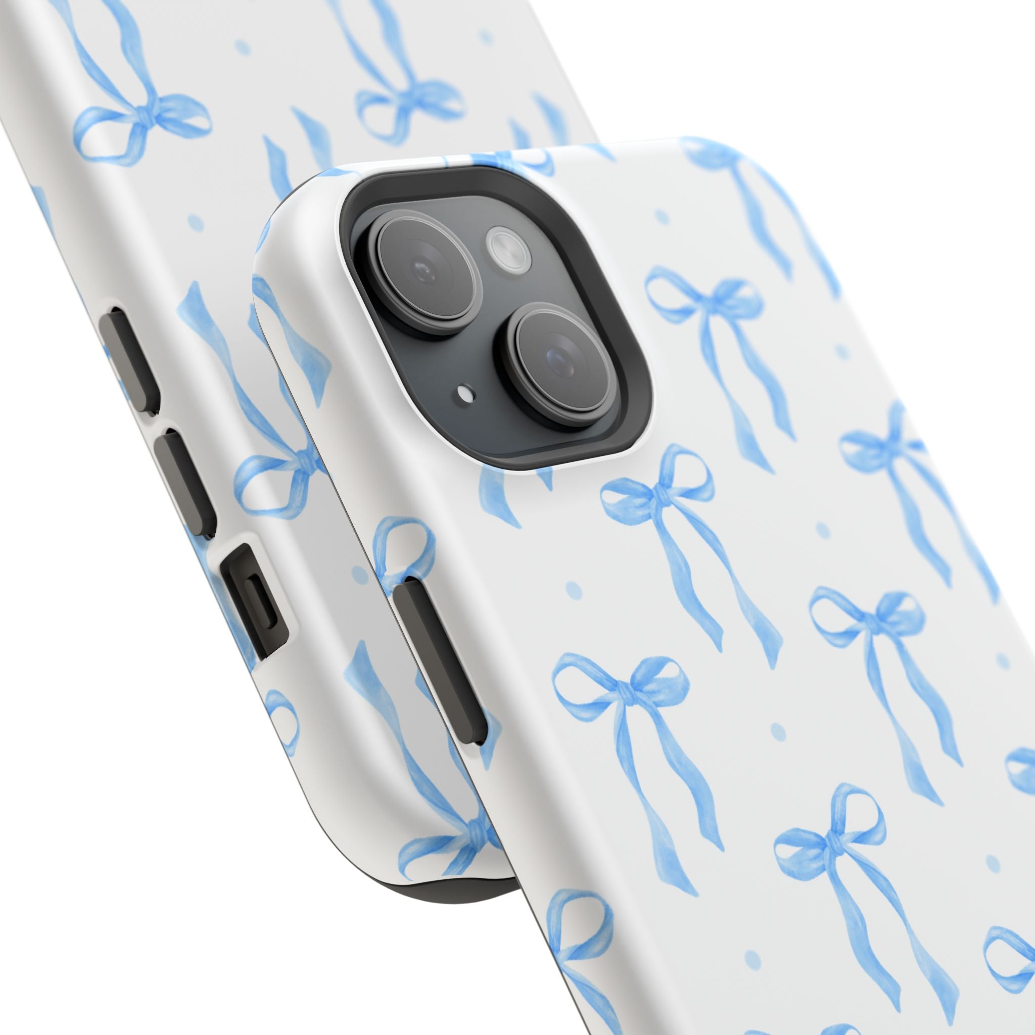 Customizable: Chic Blue Coquette Bow Impact-Resistant Phone Case